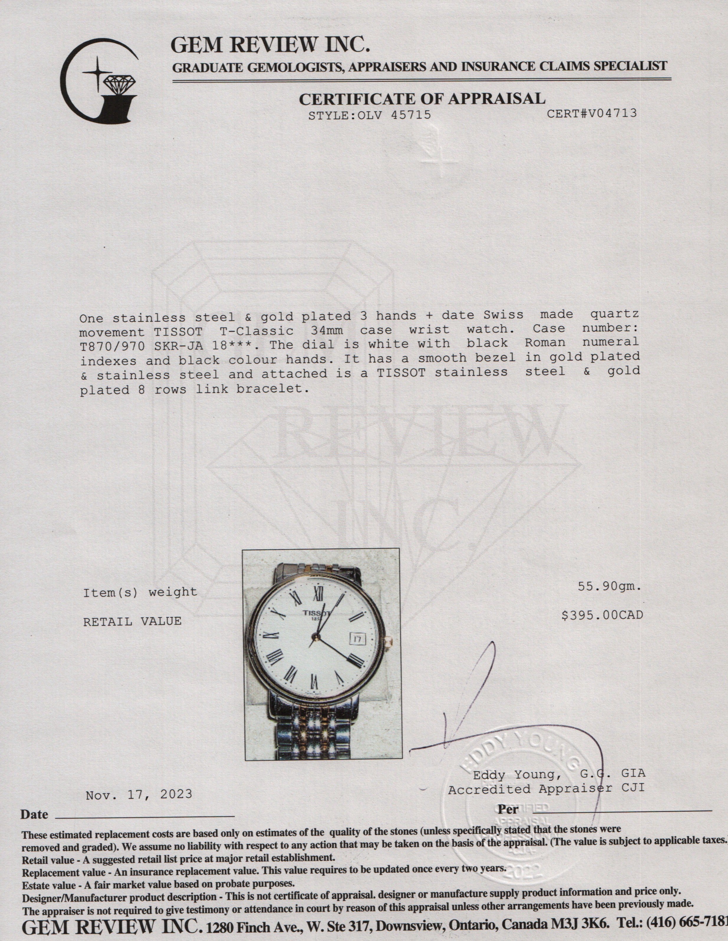 Tissot Stainless Steel & Gold Plated T-Classic 34 MM Watch