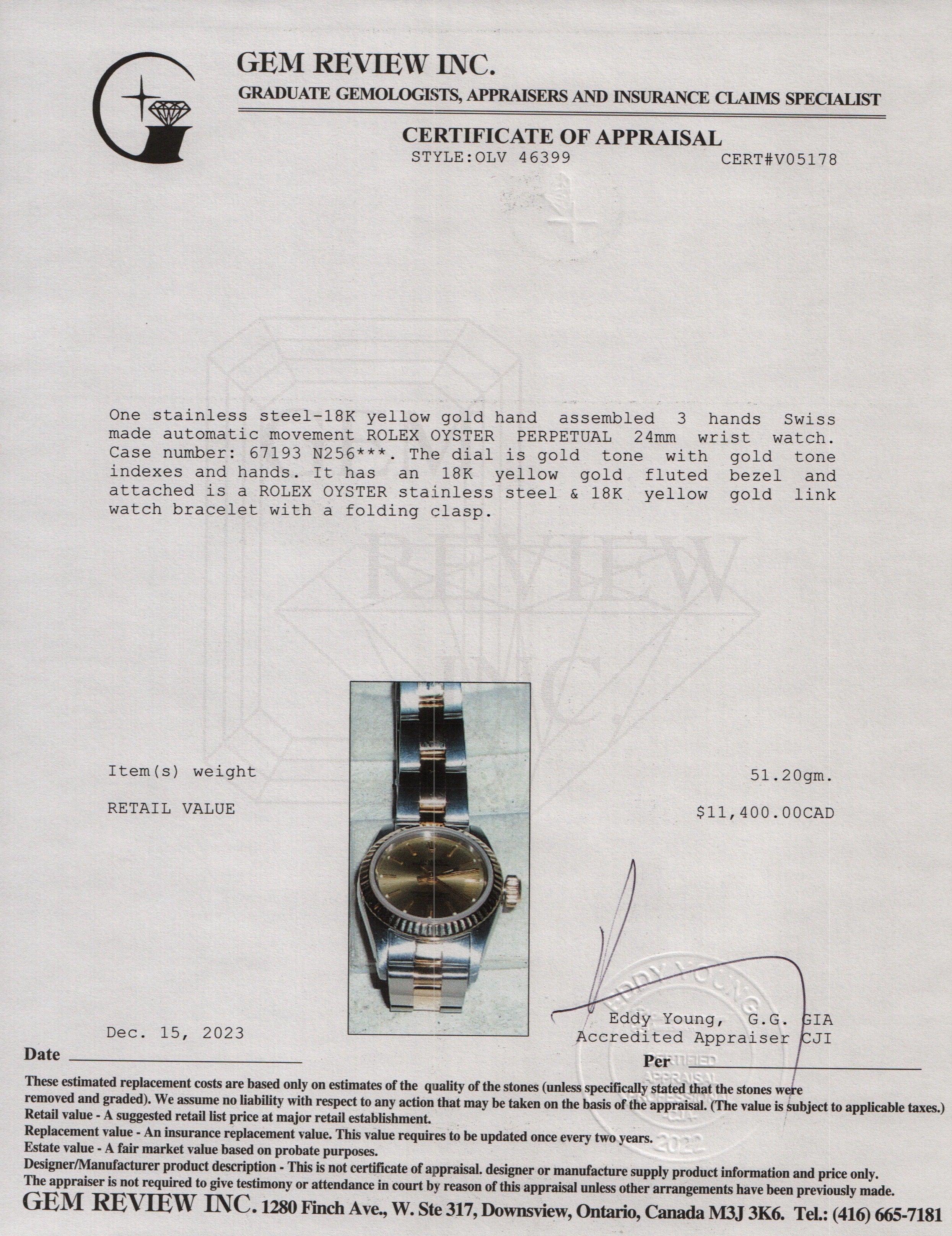 Rolex Stainless Steel & 18k Yellow Gold Oyster Perpetual 24 MM Watch