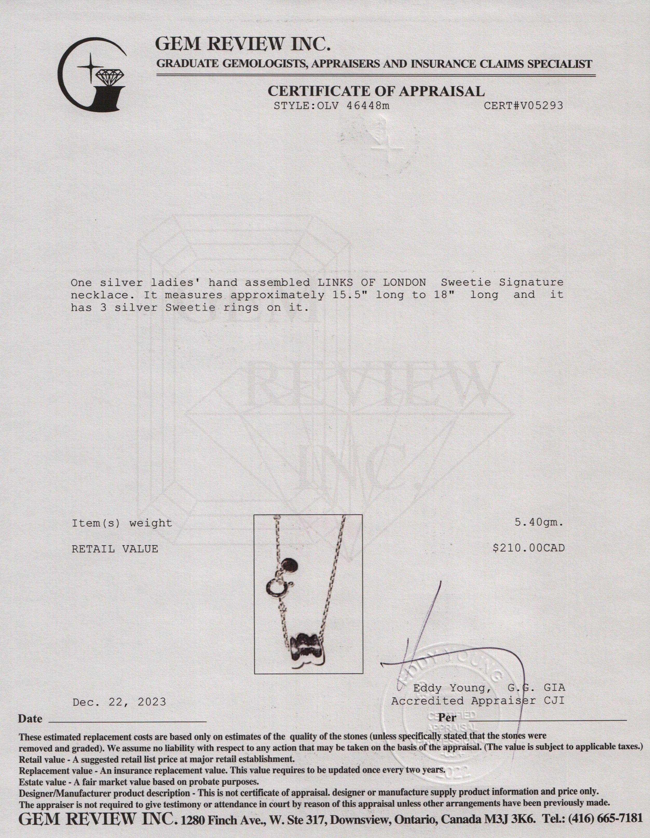 Links of London Sterling Silver Sweetie XS Signature Pendant Necklace