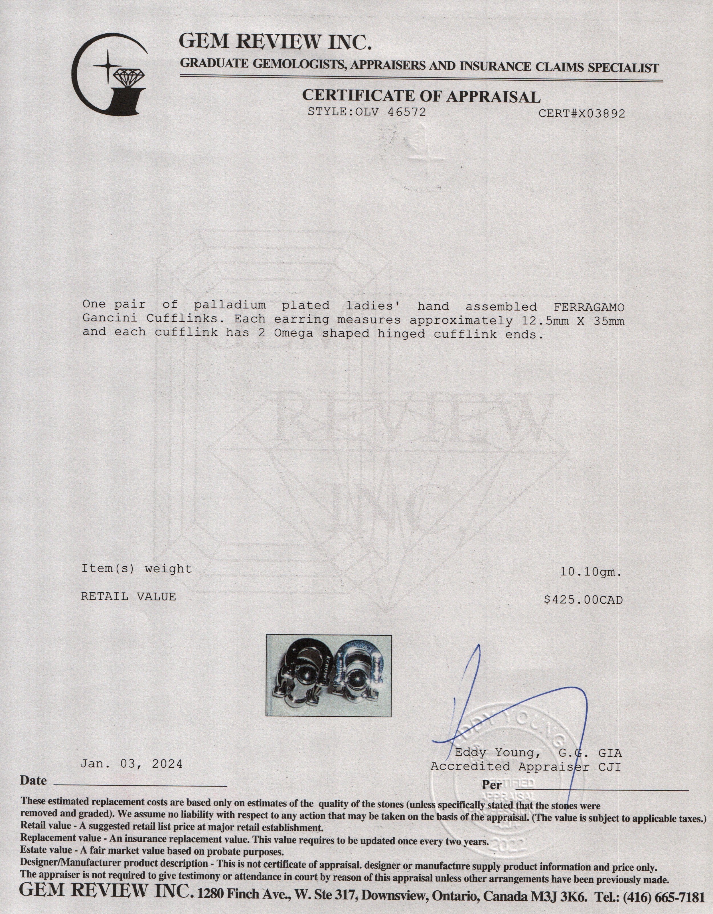 Ferragamo Palladium Plated Gancini Cufflinks