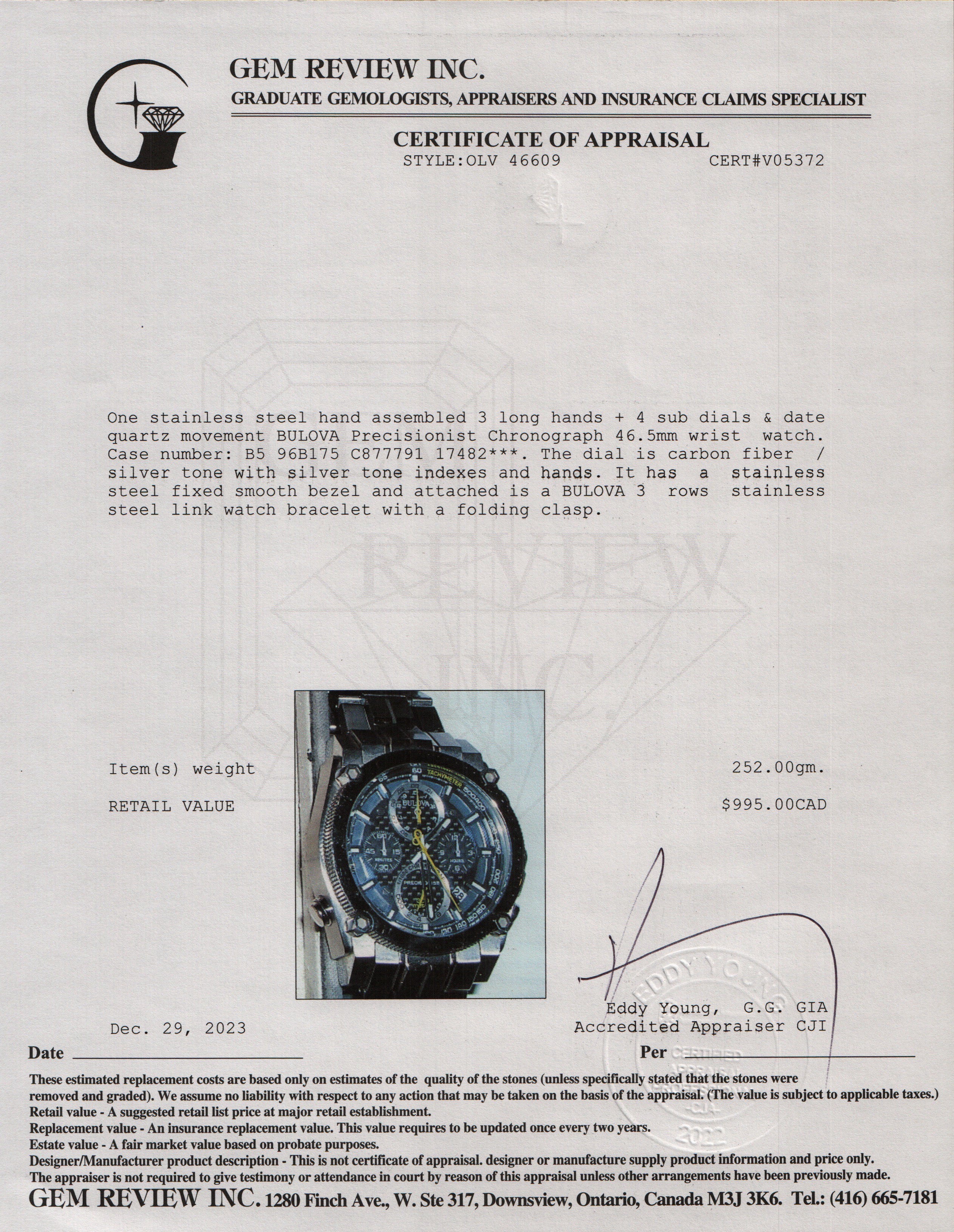 Bulova Stainless Steel Precisionist Chronograph 46.5 MM Quartz Watch