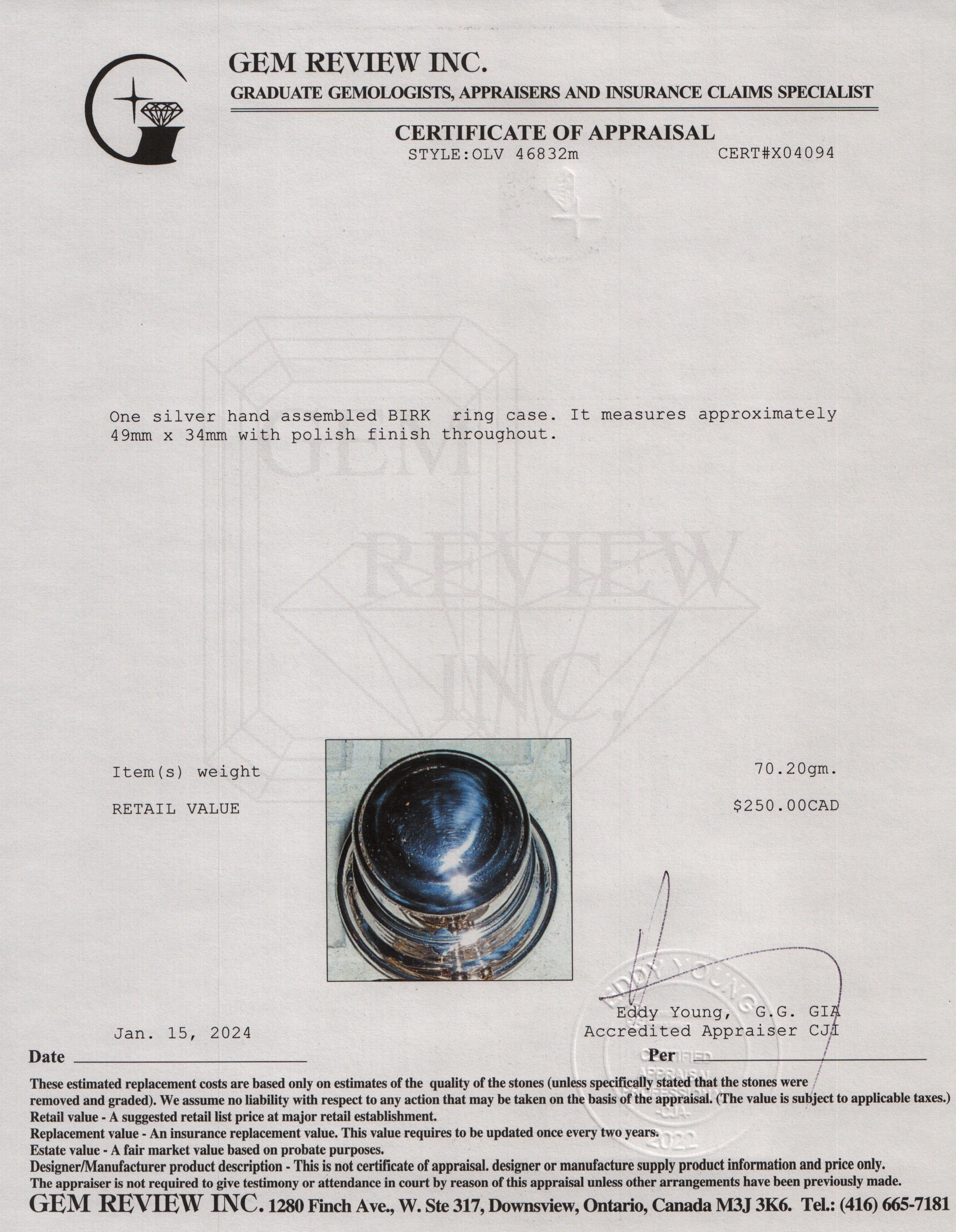 Birks Sterling Silver Ring Box