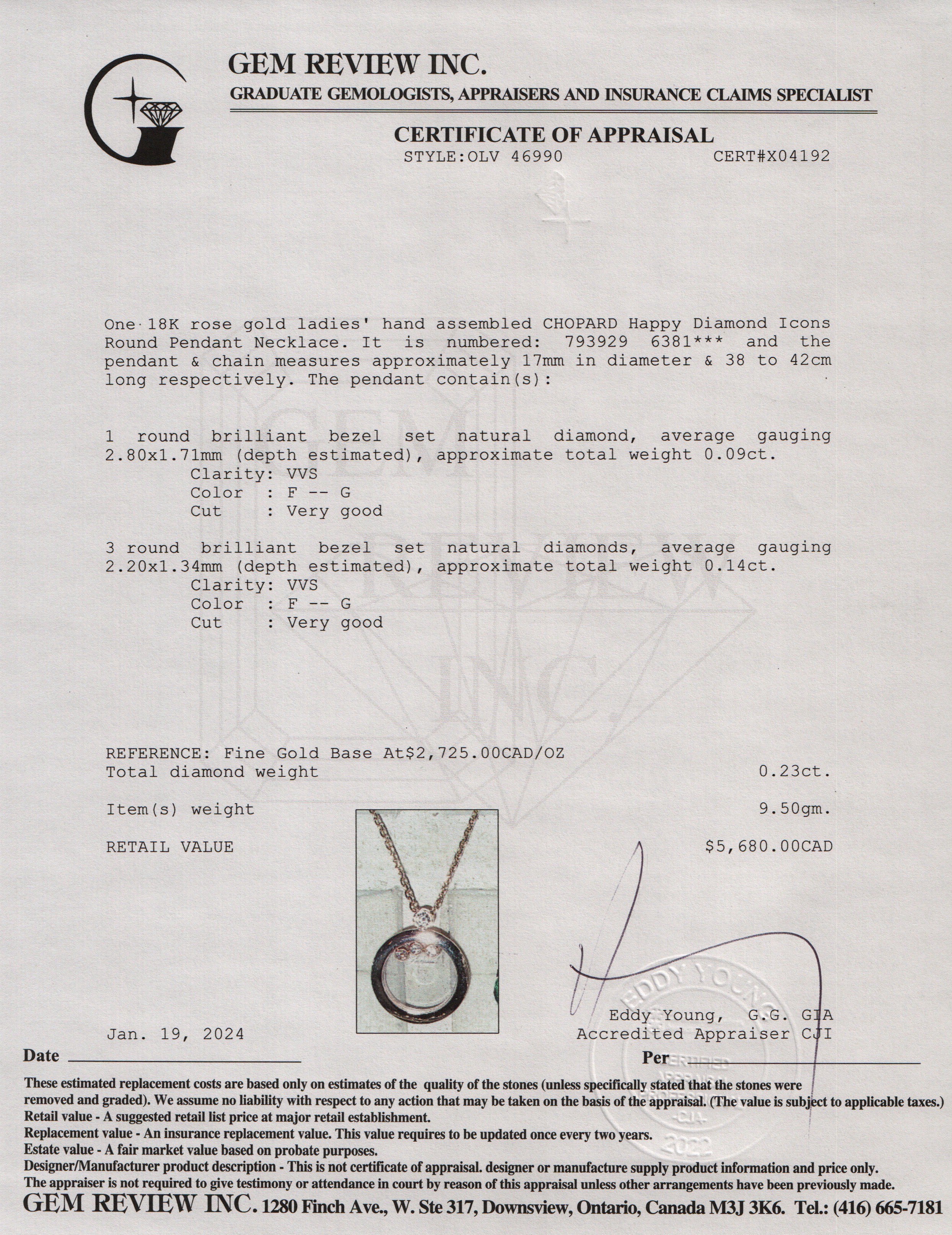 Chopard 18k Rose Gold Happy Diamond Icons Round Pendant Necklace