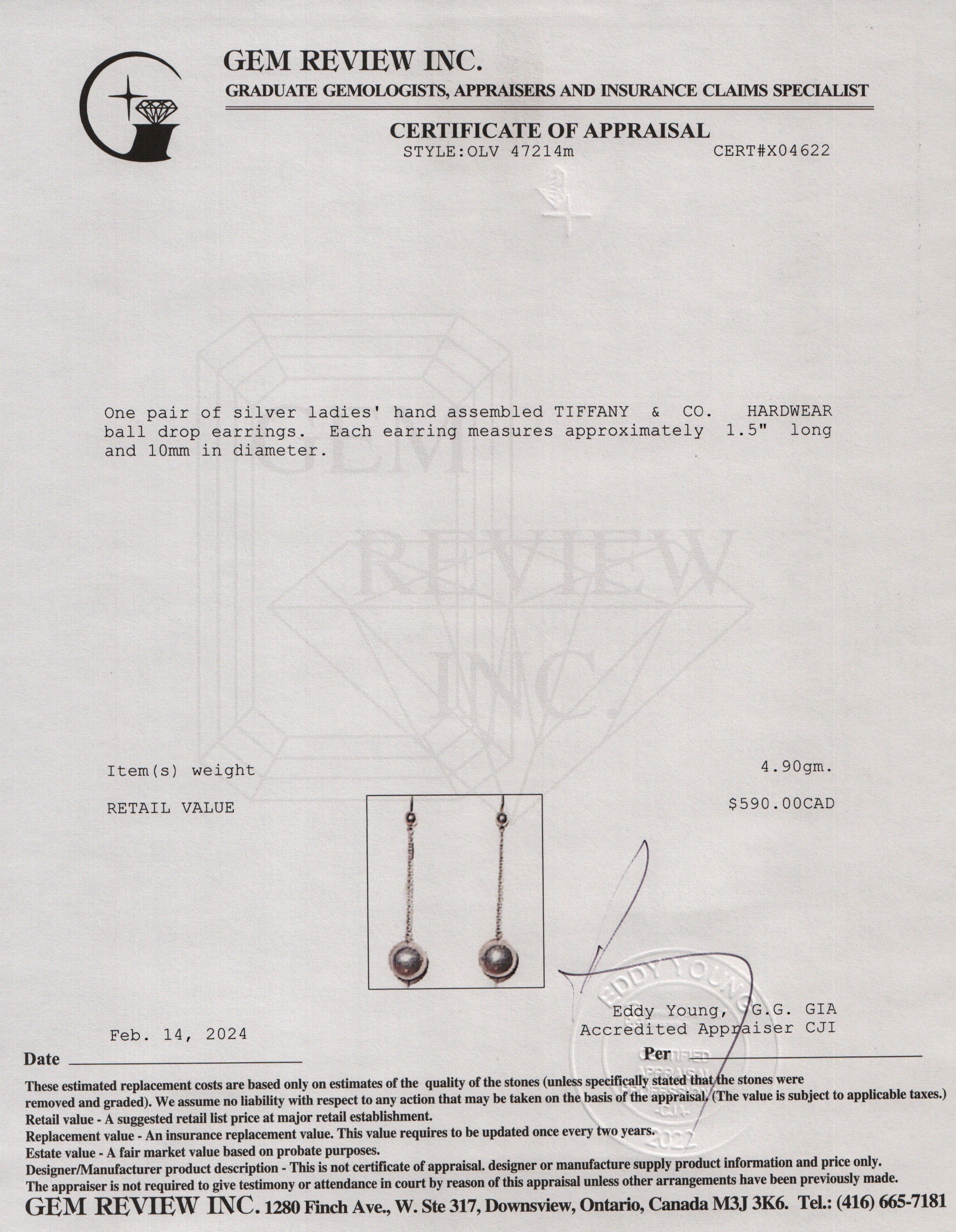 Tiffany & Co. Sterling Silver HardWear Ball Drop Earrings