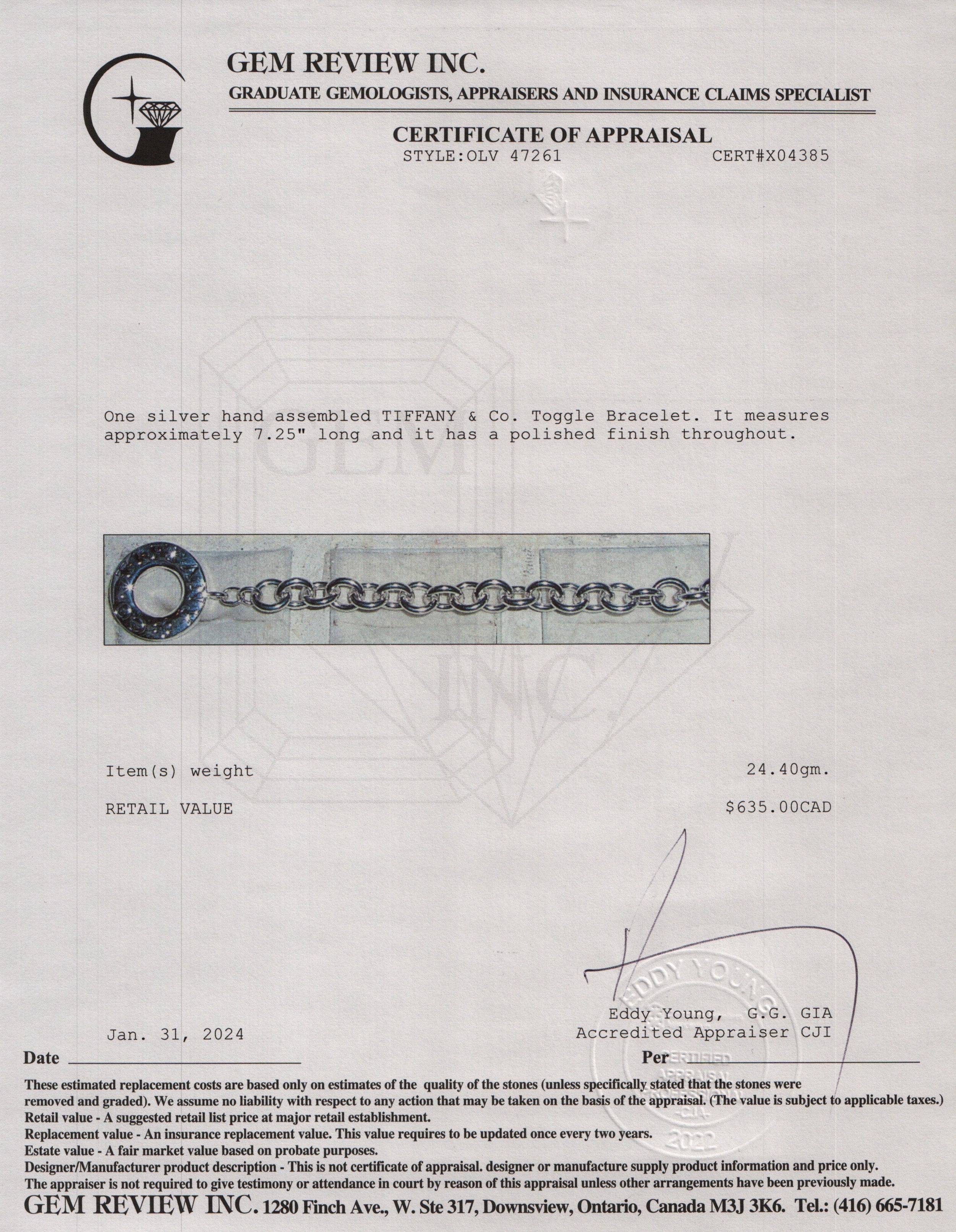 Tiffany & Co. Sterling Silver Toggle Bracelet