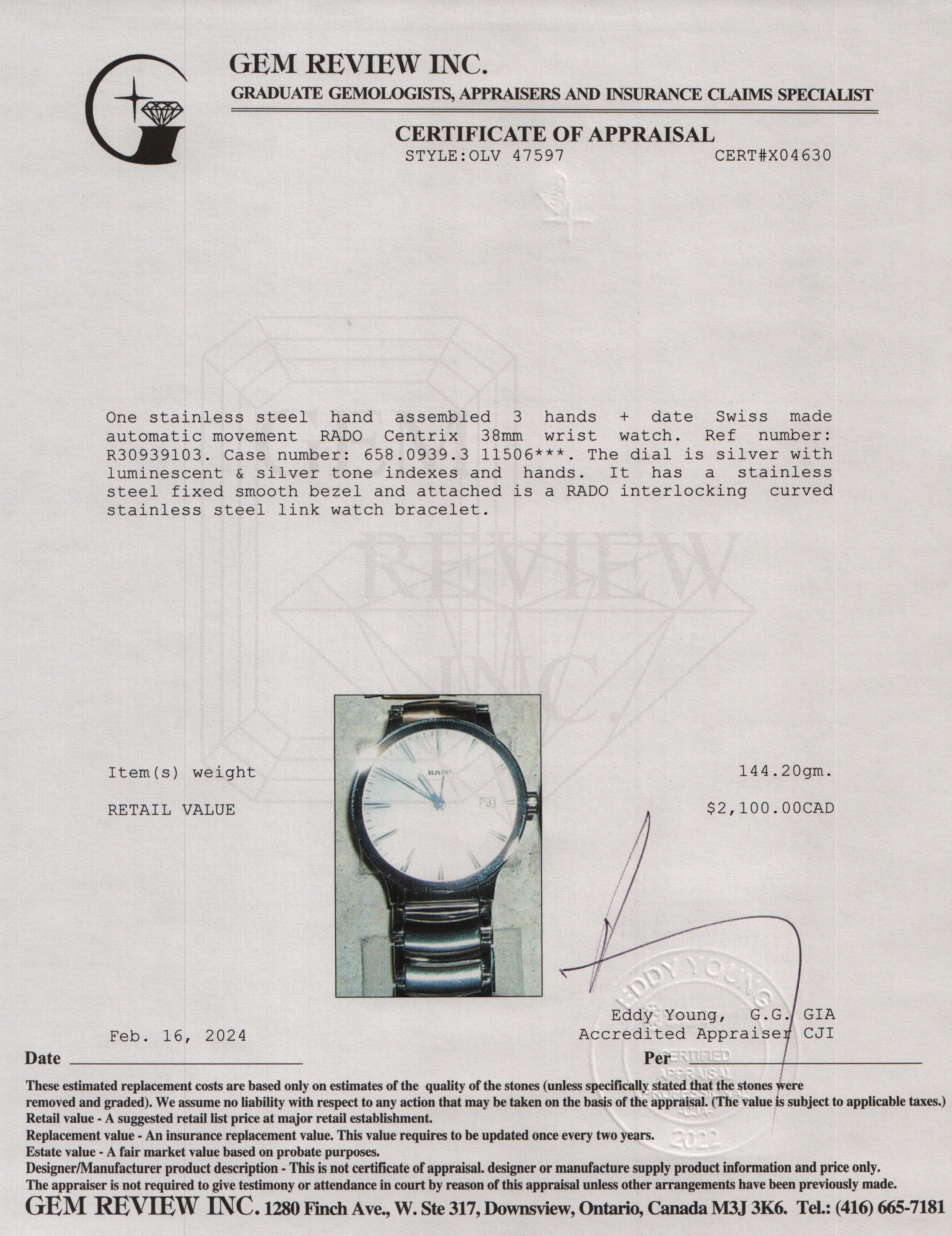 Rado Stainless Steel 38 MM Automatic Watch