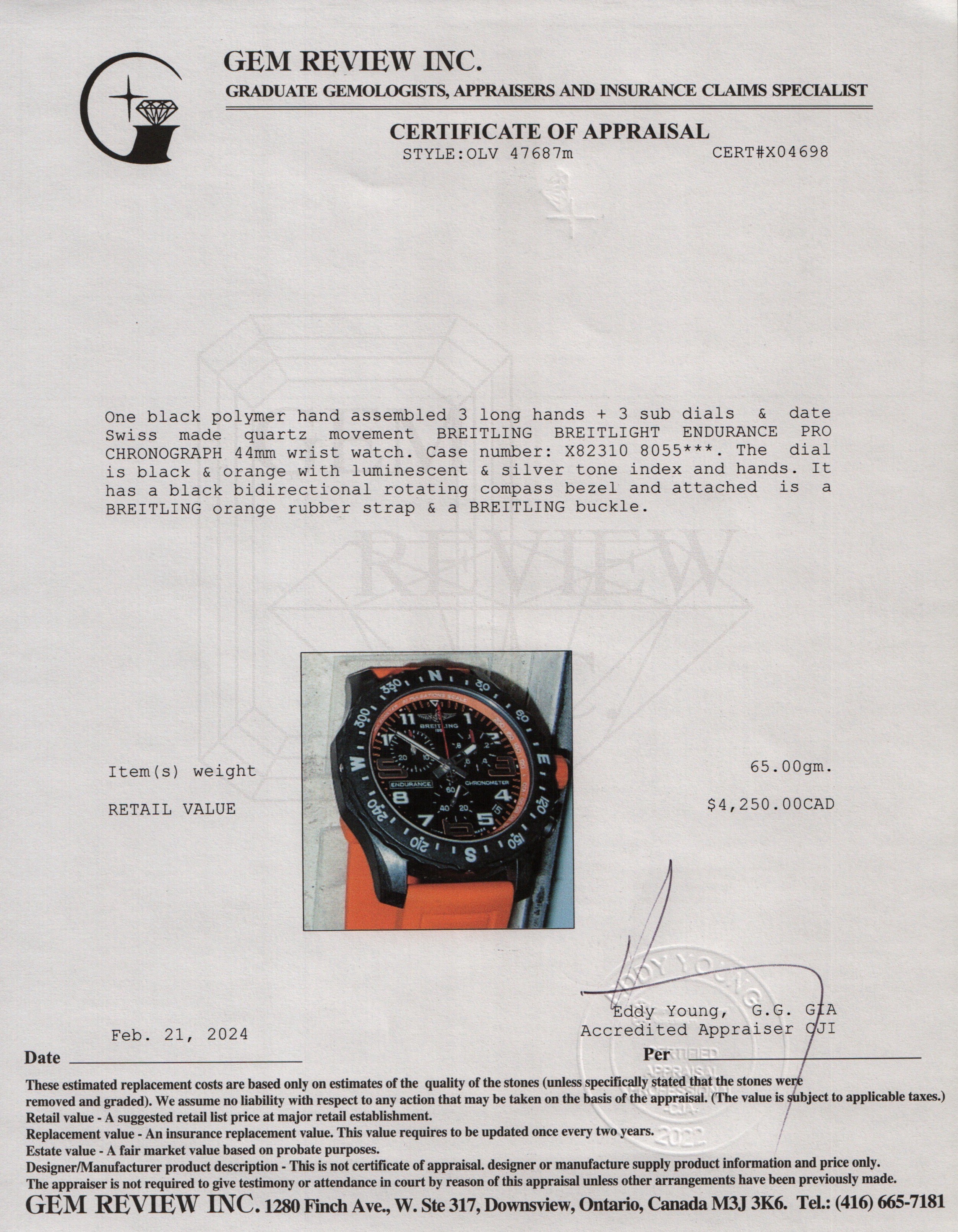 Breitling Breitlight Black Polymer Endurance Pro 44MM Watch w/ Box & Papers