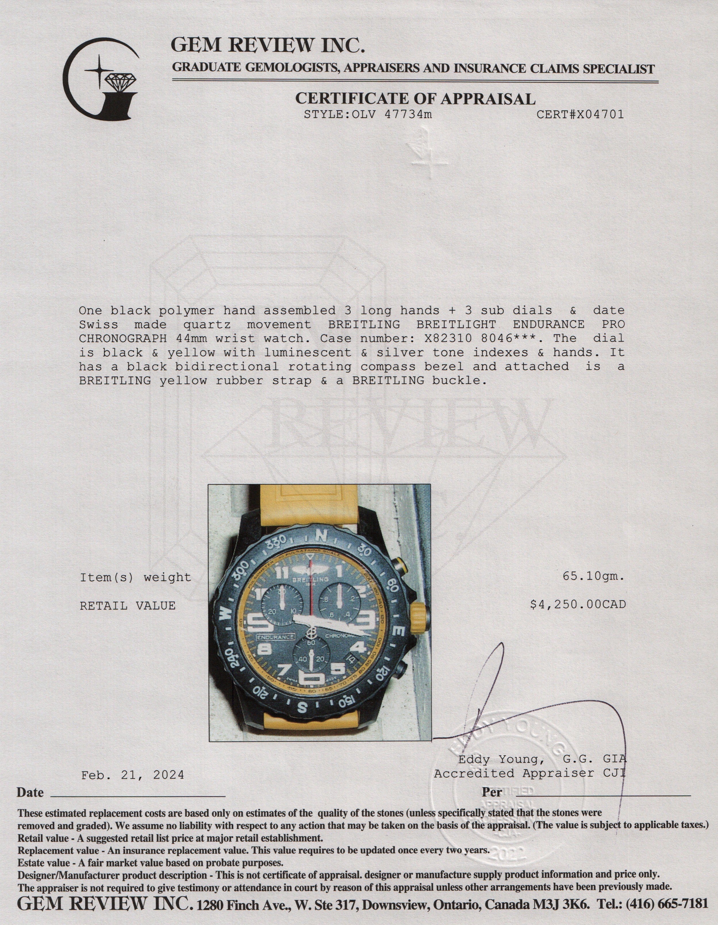 Breitling Breitlight Black Polymer Endurance Pro 44MM Watch w/ Box & Papers