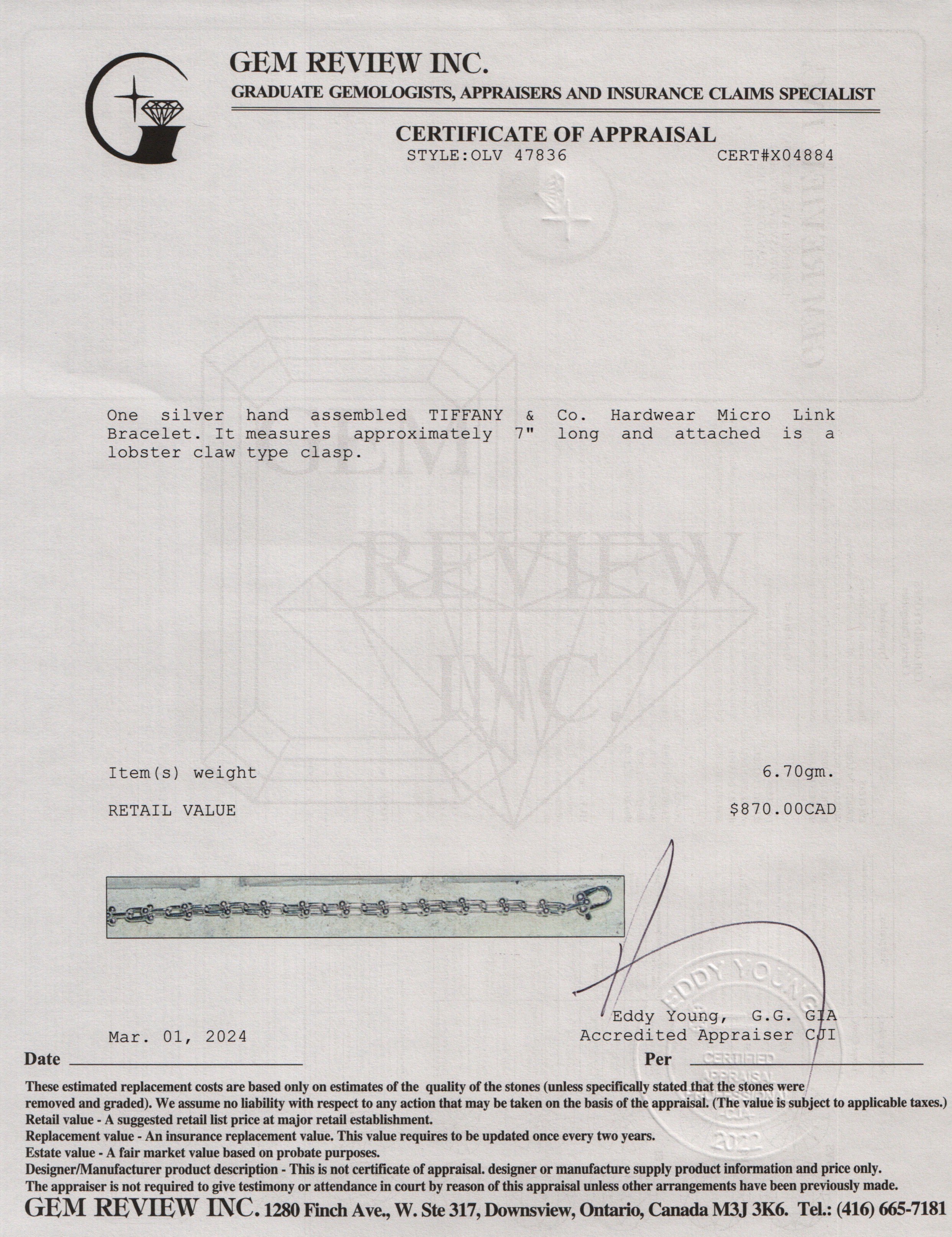 Tiffany & Co. Sterling Silver HardWear Micro Link Bracelet