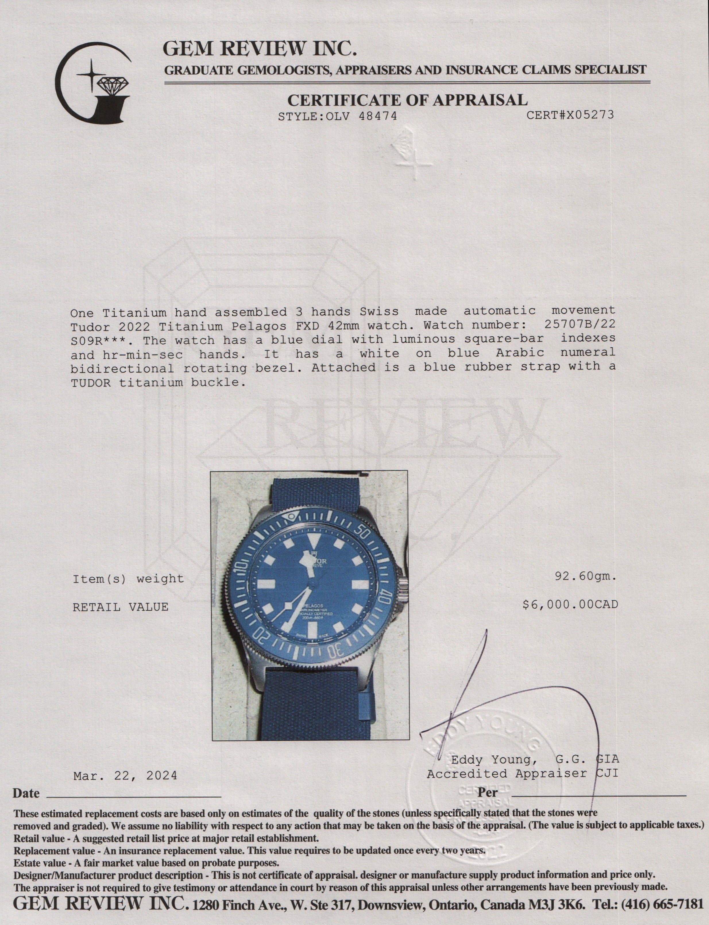 Tudor 2022 Titanium Pelagos FXD 42 MM Automatic Watch w/ Box & Papers