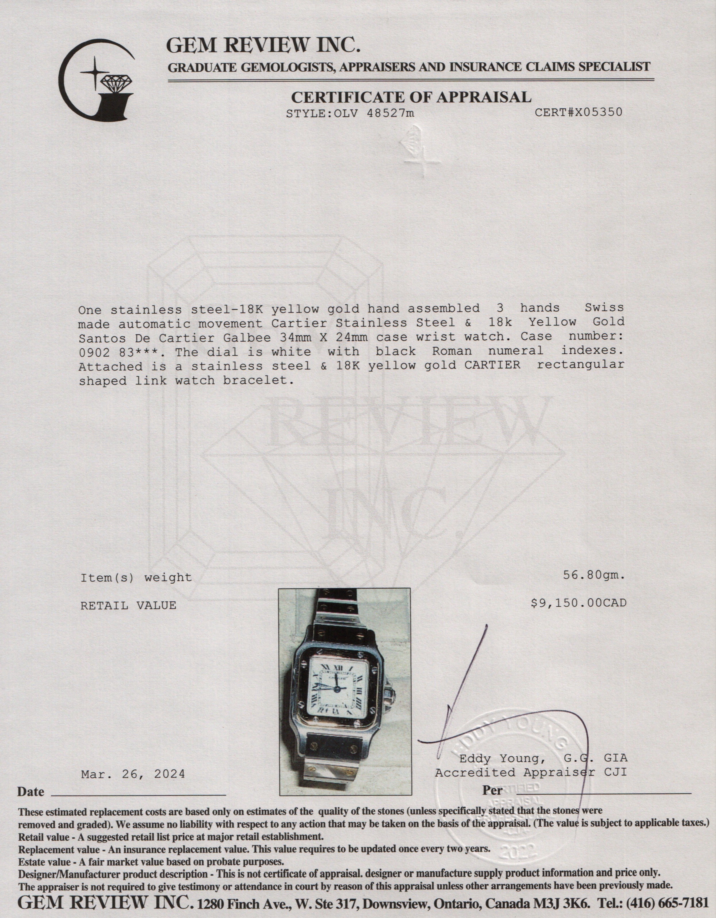 Cartier Stainless Steel & 18k Yellow Gold Santos De Cartier Galbee Automatic Watch