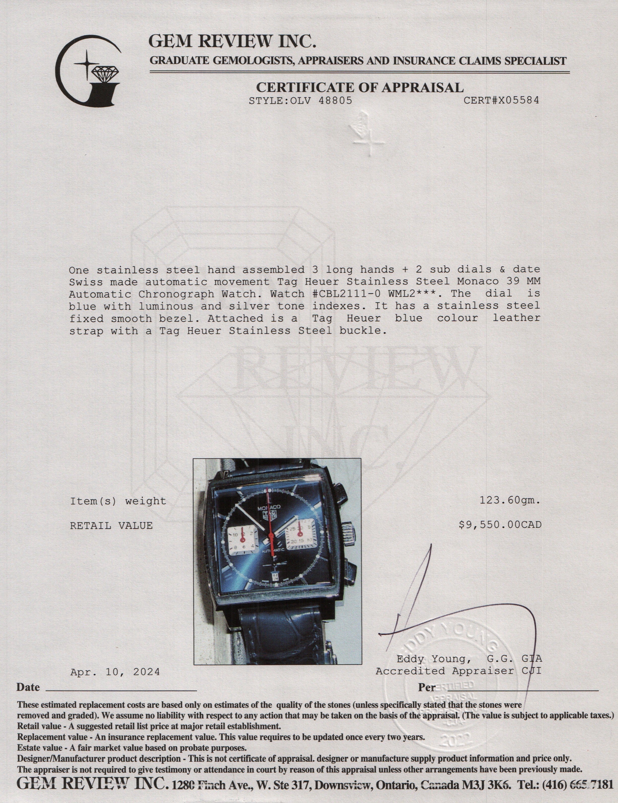 Tag Heuer Stainless Steel Monaco 39 MM Automatic Chronograph Watch