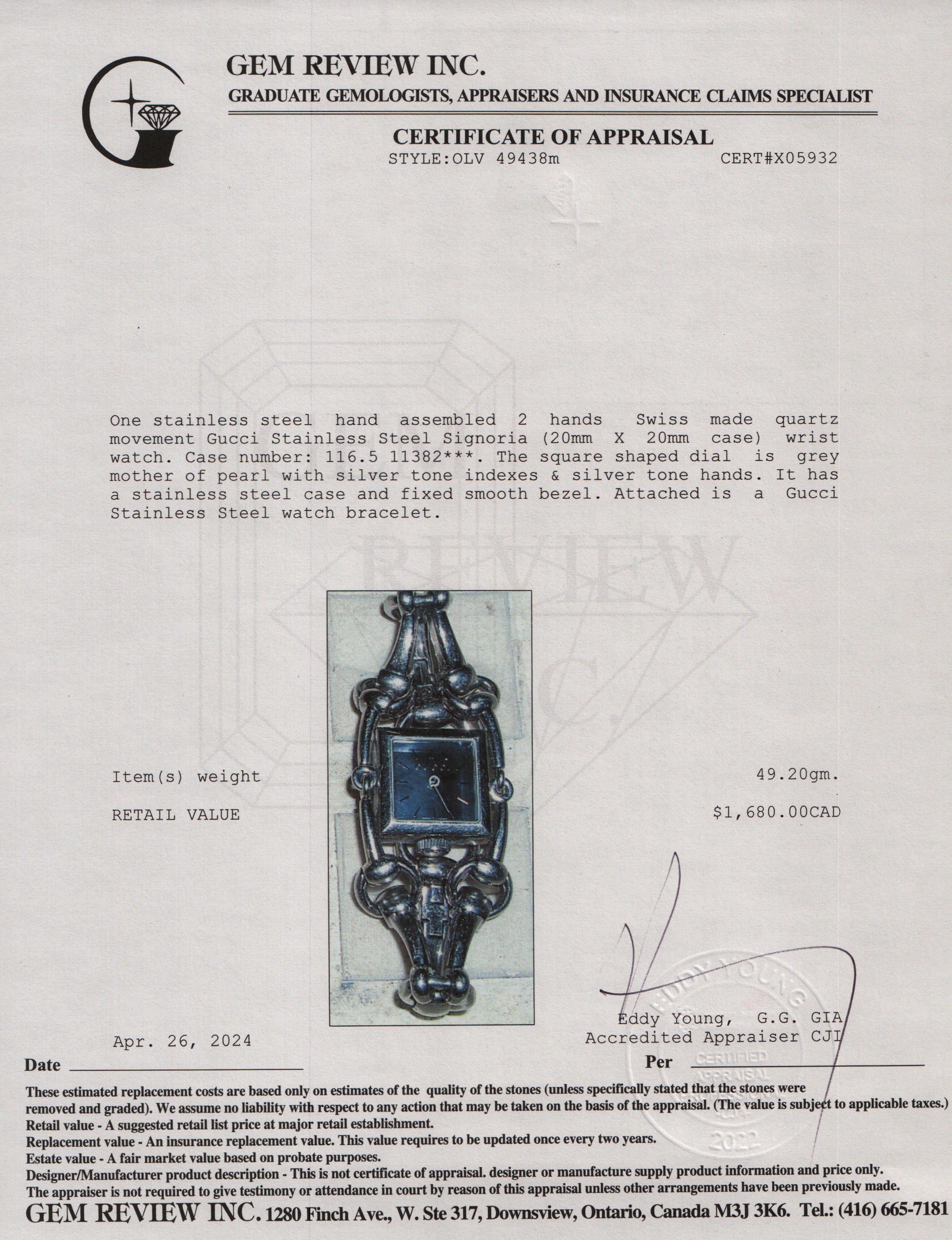 Gucci Stainless Steel Signoria Watch