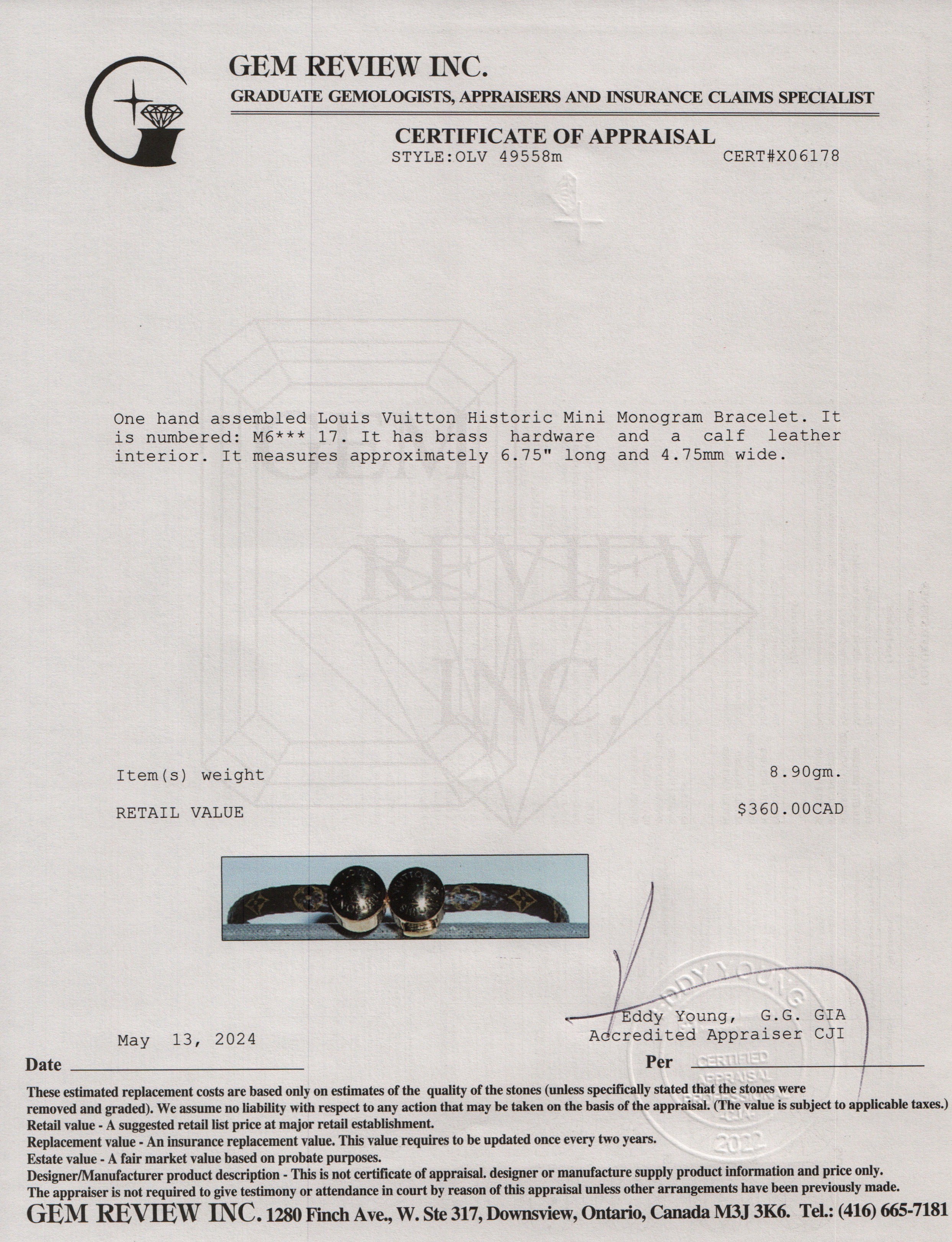 Louis Vuitton Historic Mini Monogram Bracelet