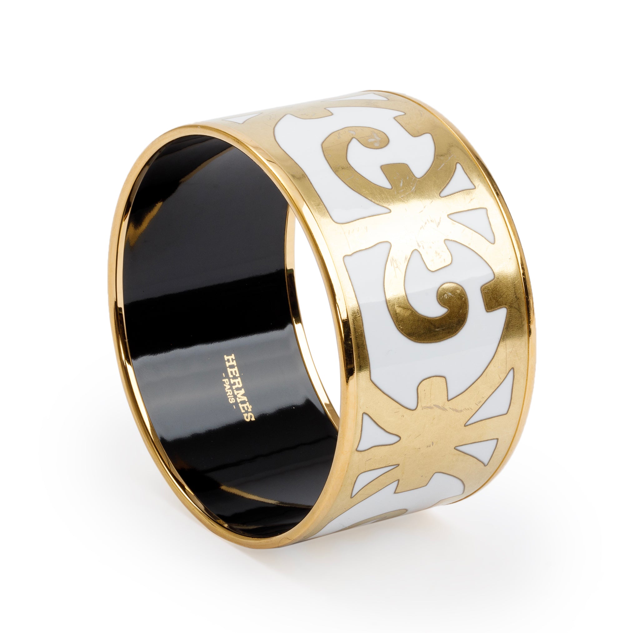 Hermes Gold-Plated 'Balcons Du Guadalquivir' Enamel Extra Wide Bangle