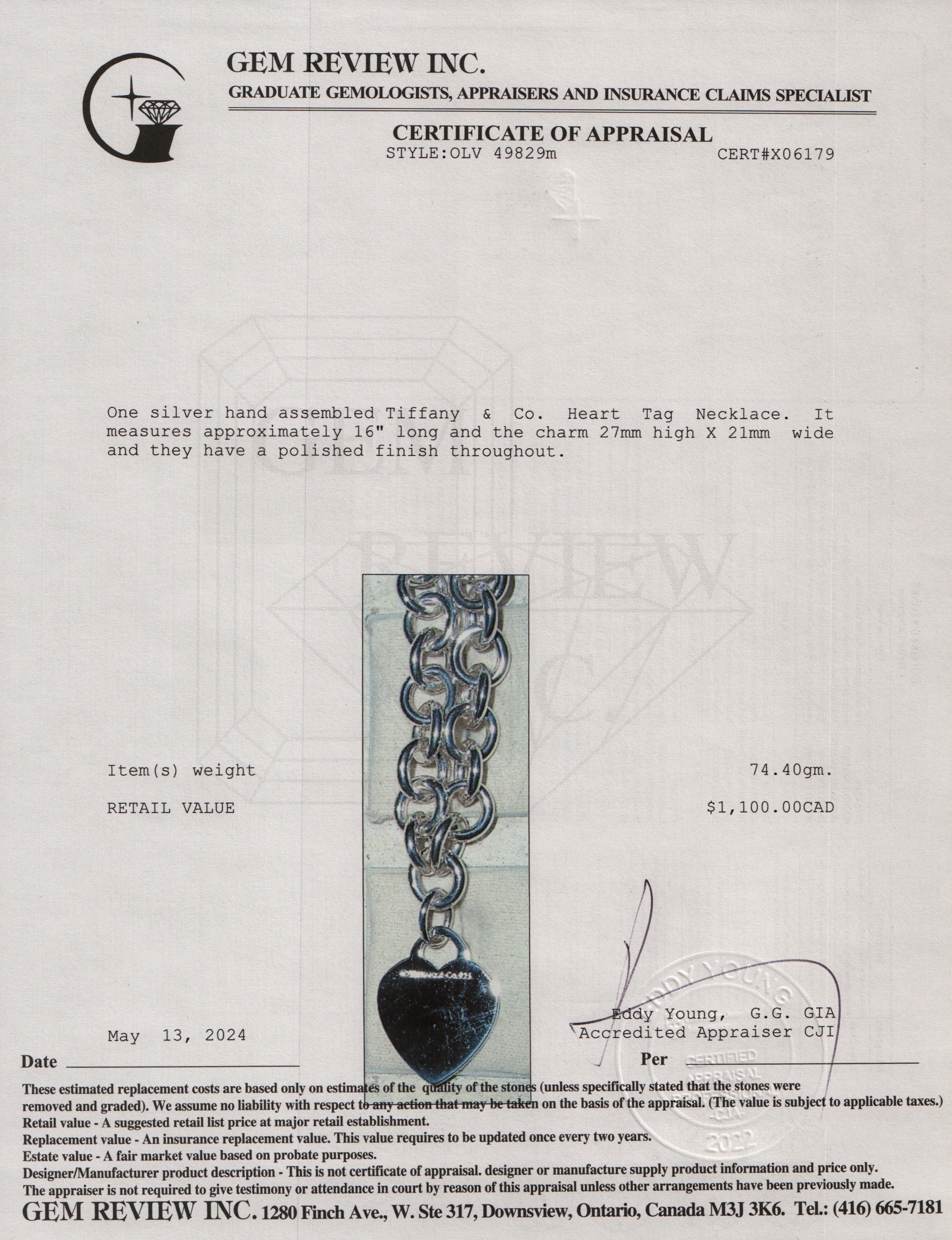 Tiffany & Co. Sterling Silver Heart Tag Necklace