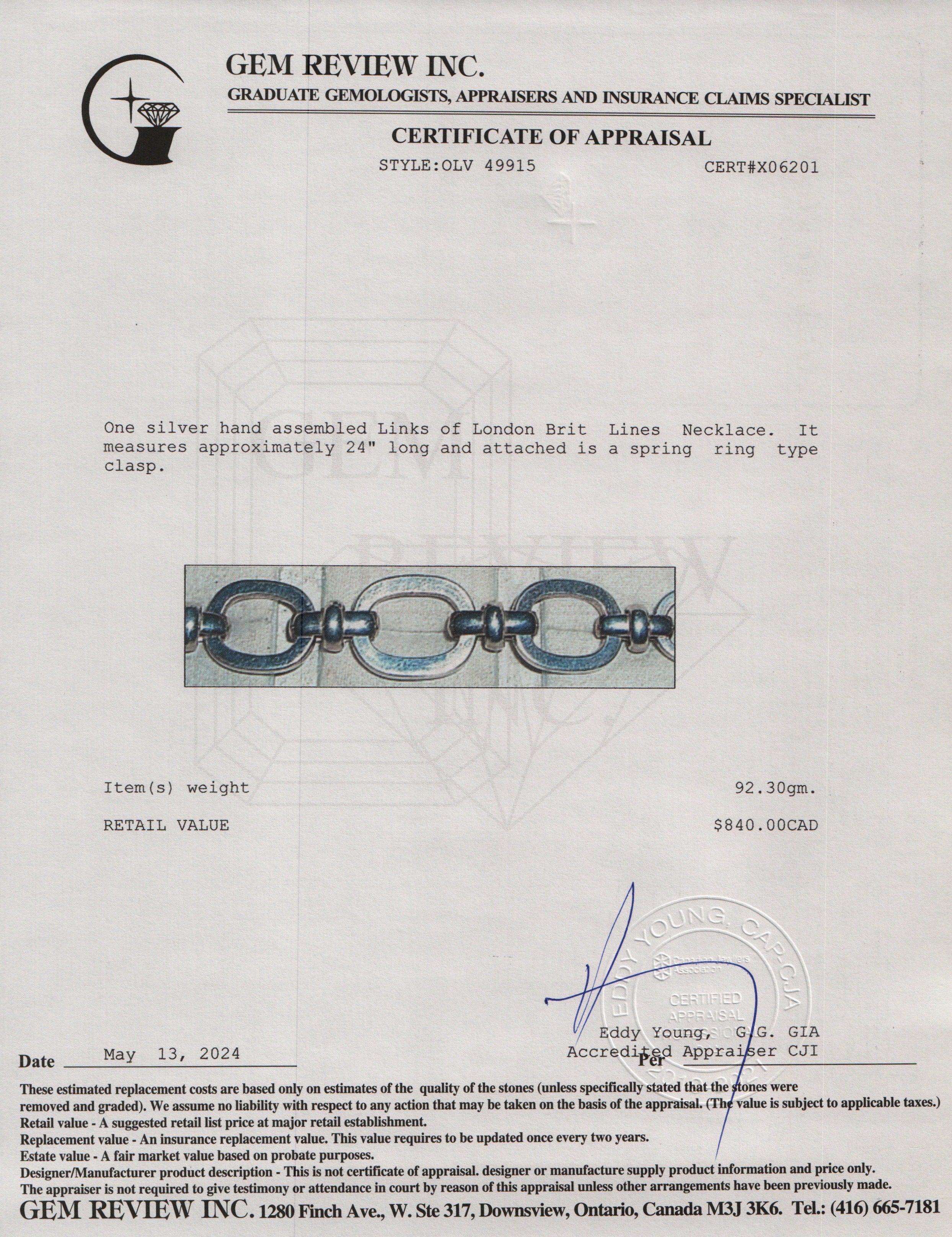 Links of London Sterling Silver Brit Lines Necklace