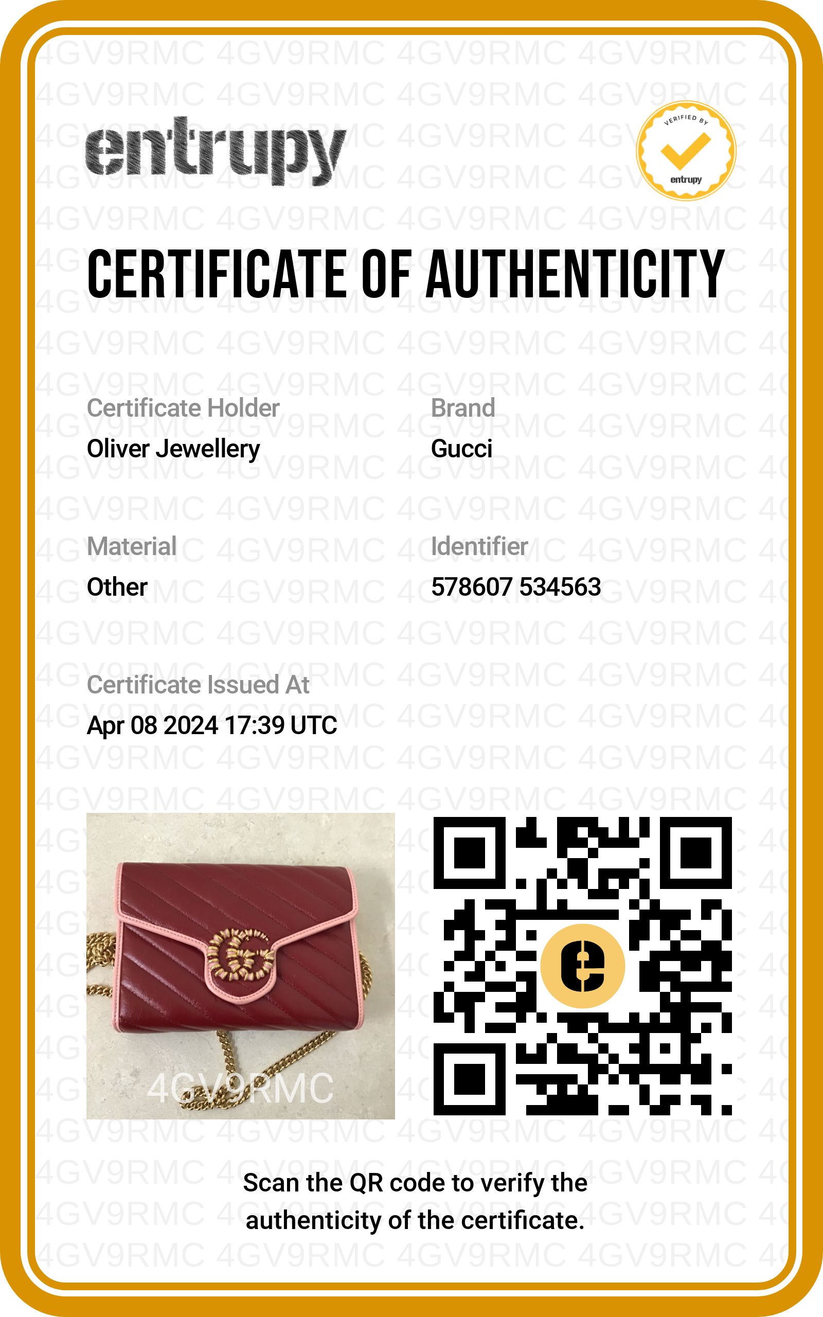 Gucci Red GG Marmont Azalea Calfskin Enamel Diagonal Torchon Wallet on Chain