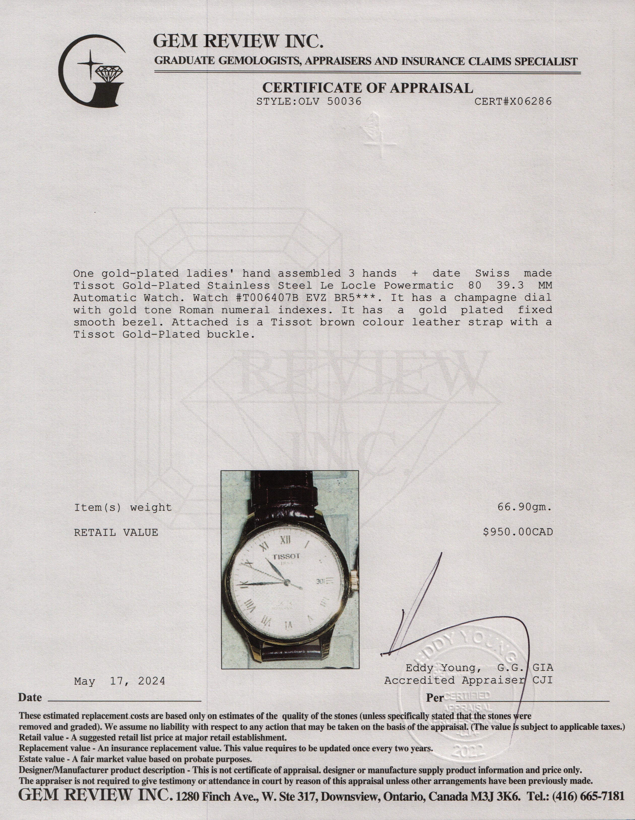 Tissot Gold-Plated Stainless Steel Le Locle Powermatic 80 39.3 MM Automatic Watch