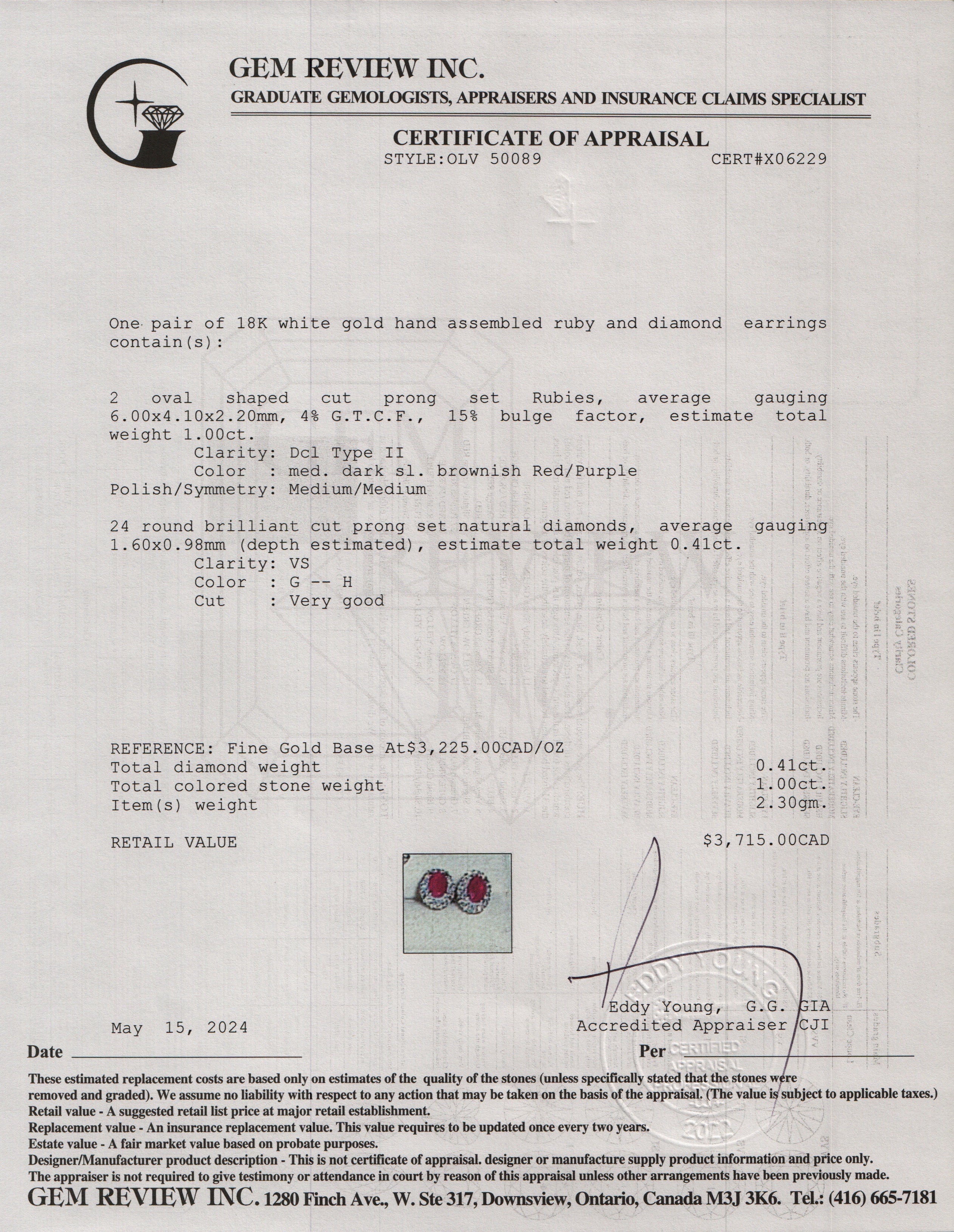 18k White Gold Ruby & Diamond Earrings