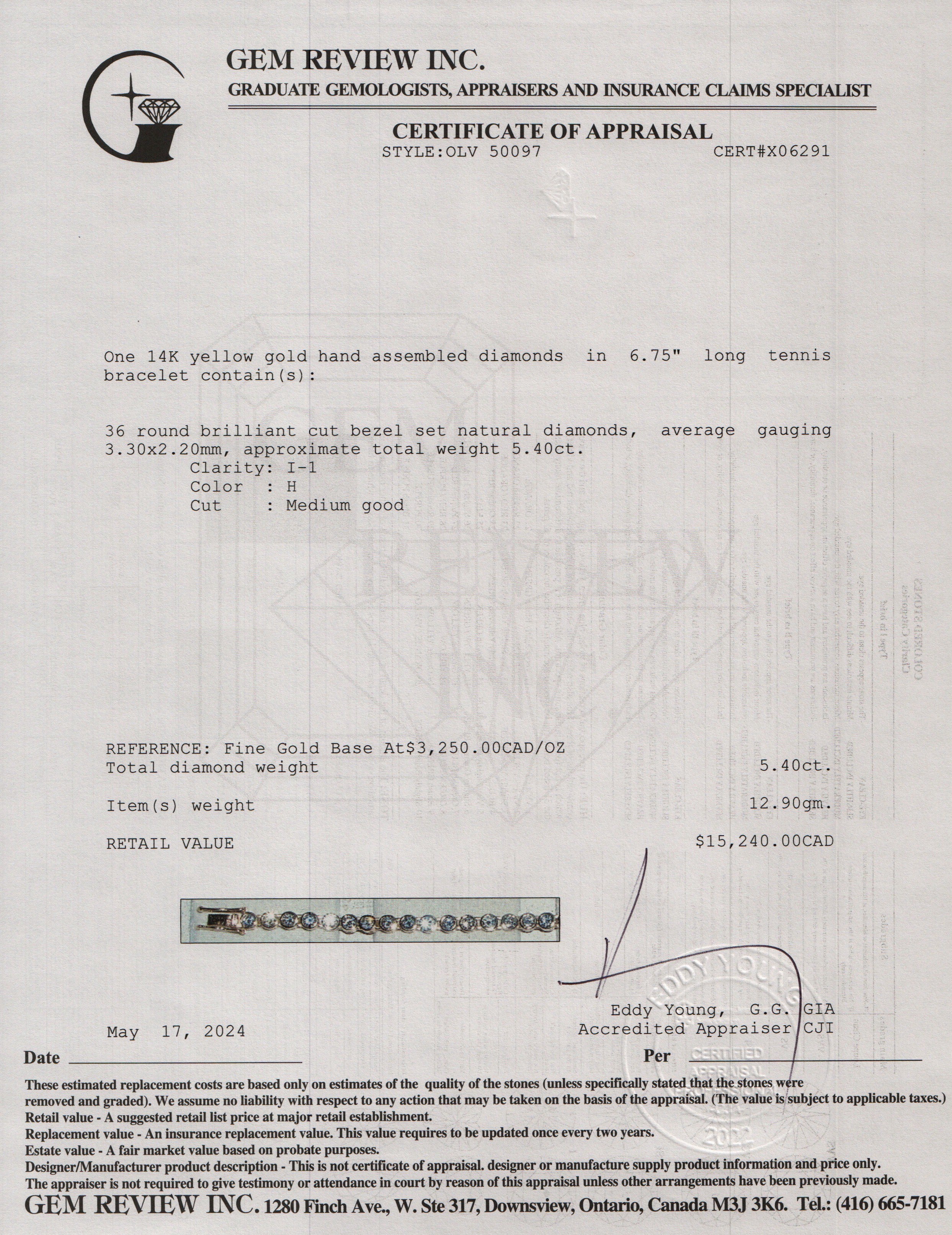 14k Yellow Gold 5.40 tcw. Diamond Tennis Bracelet