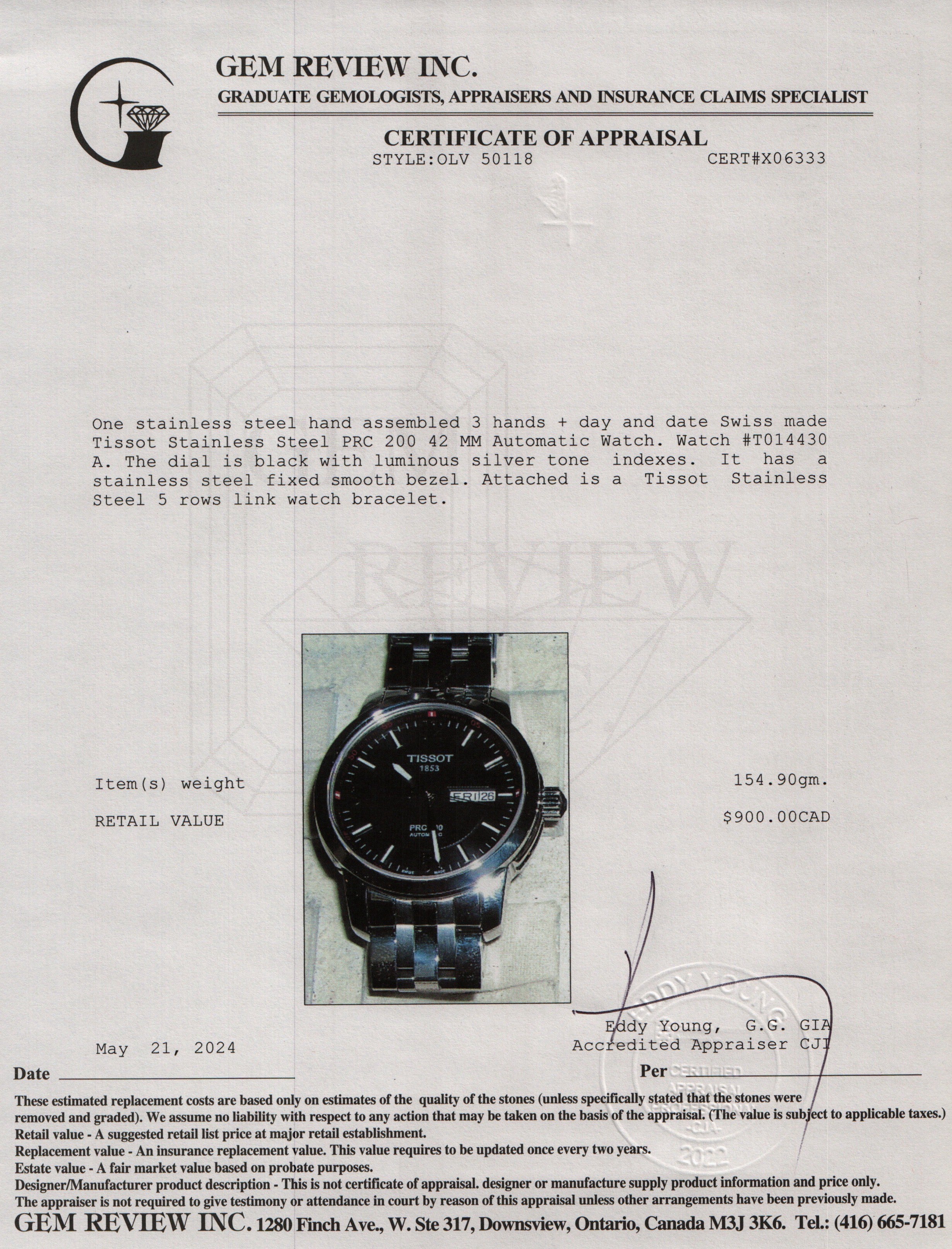 Tissot Stainless Steel PRC 200 42 MM Automatic Watch w/ Box