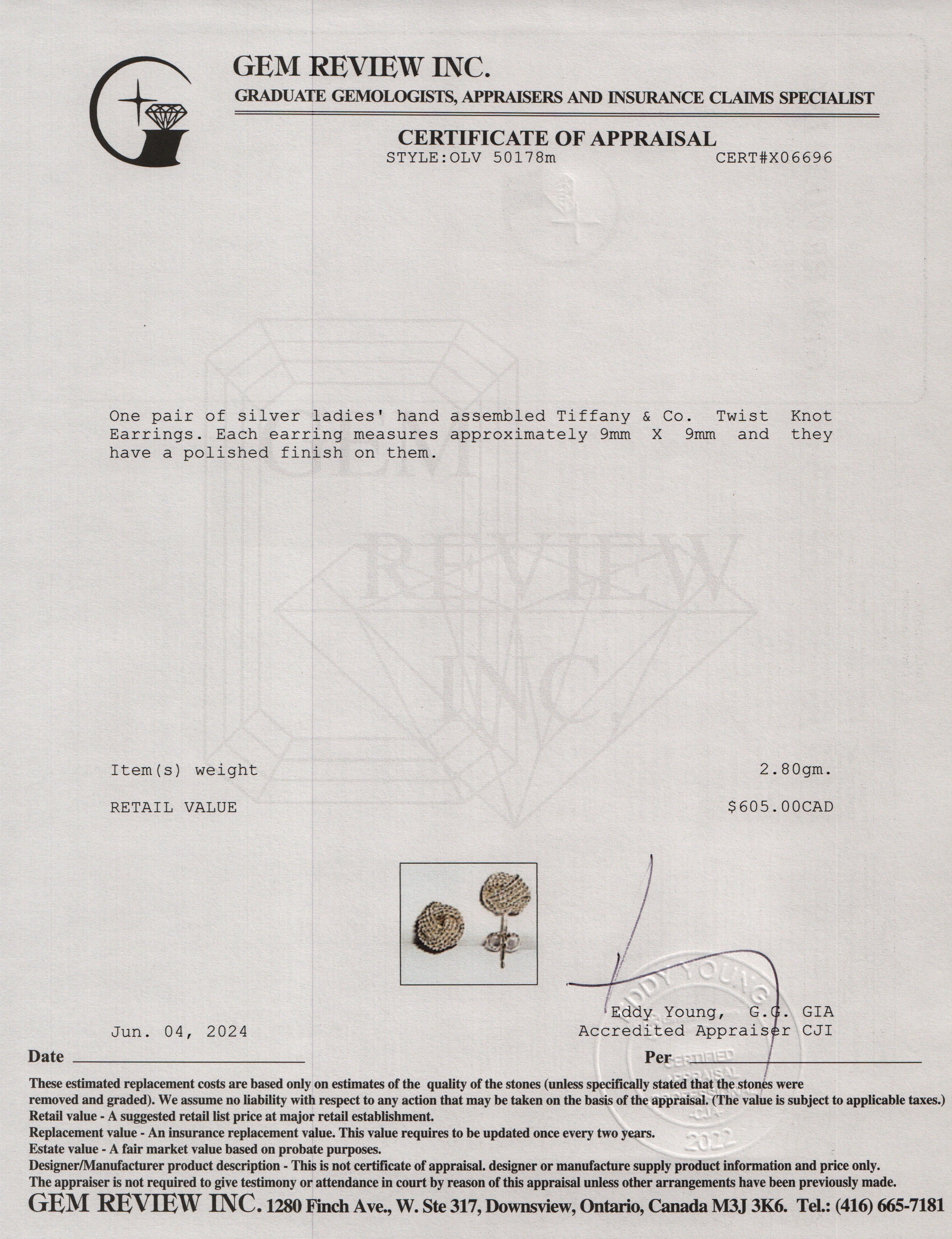 Tiffany & Co. Sterling Silver Twist Knot Earrings