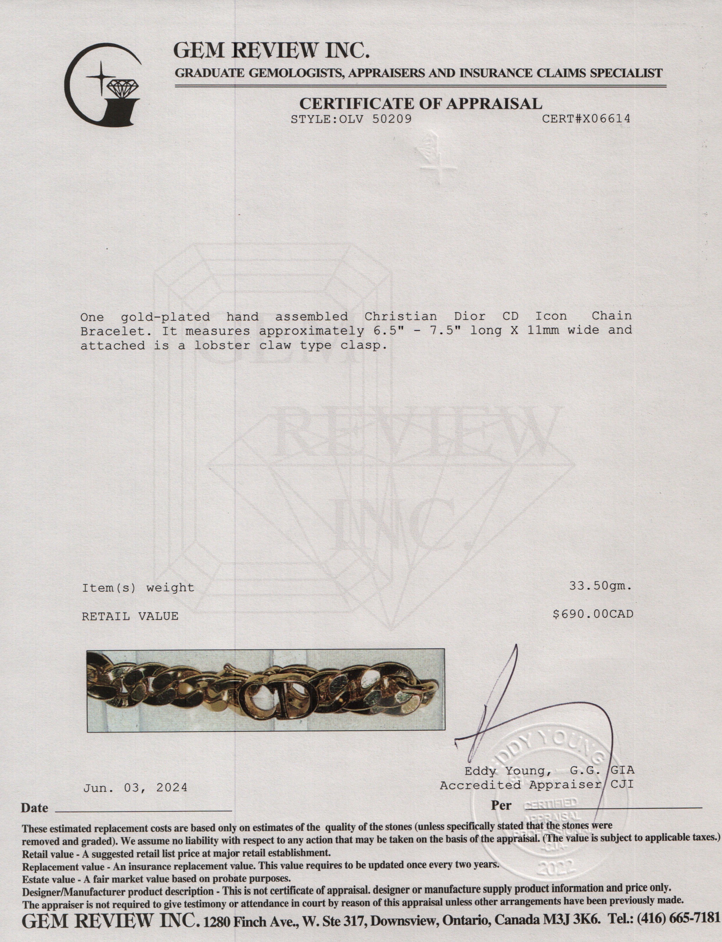 Christian Dior Gold-Plated CD Icon Chain Bracelet