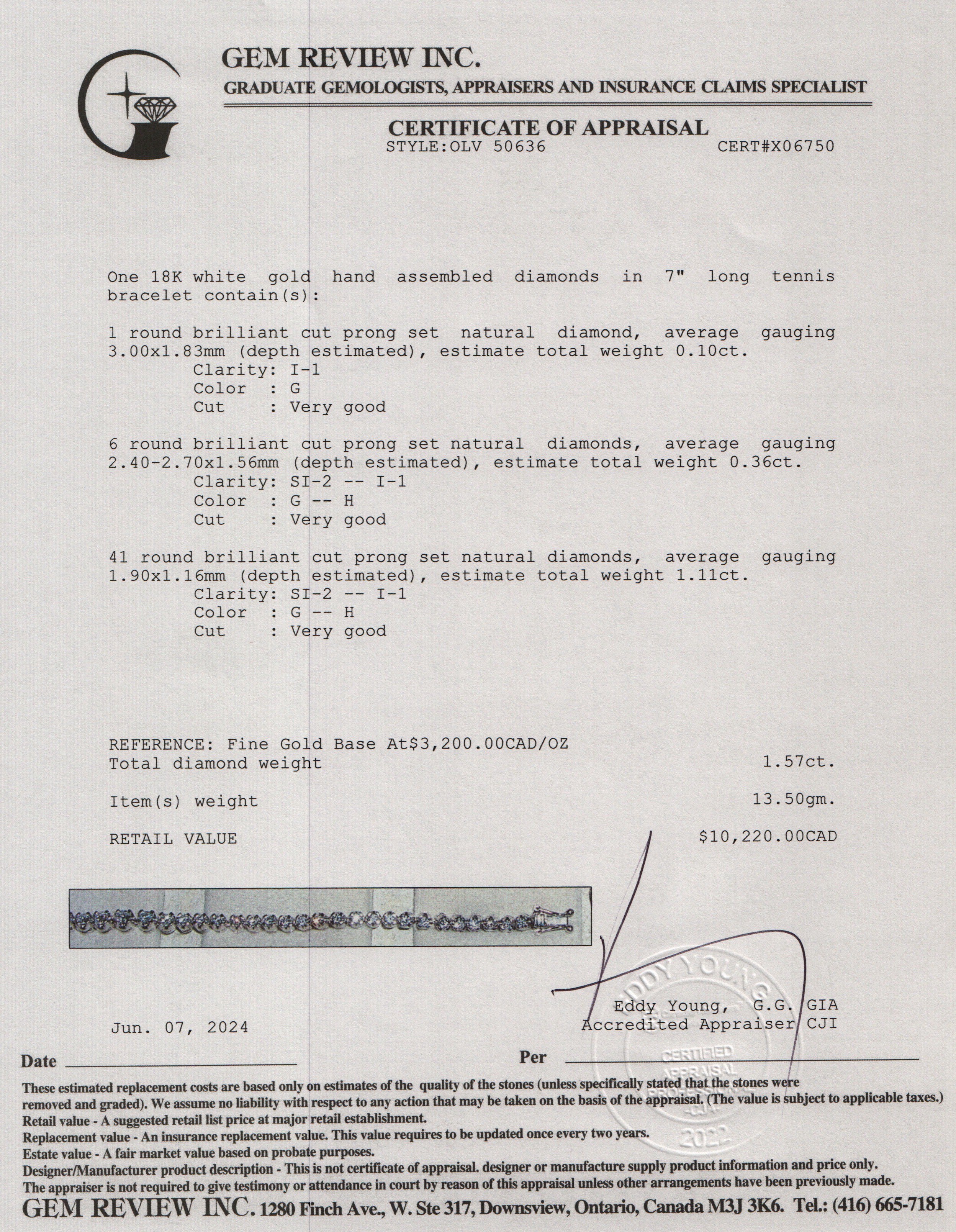 18k White Gold 1.57 tcw. Diamond Tennis Bracelet