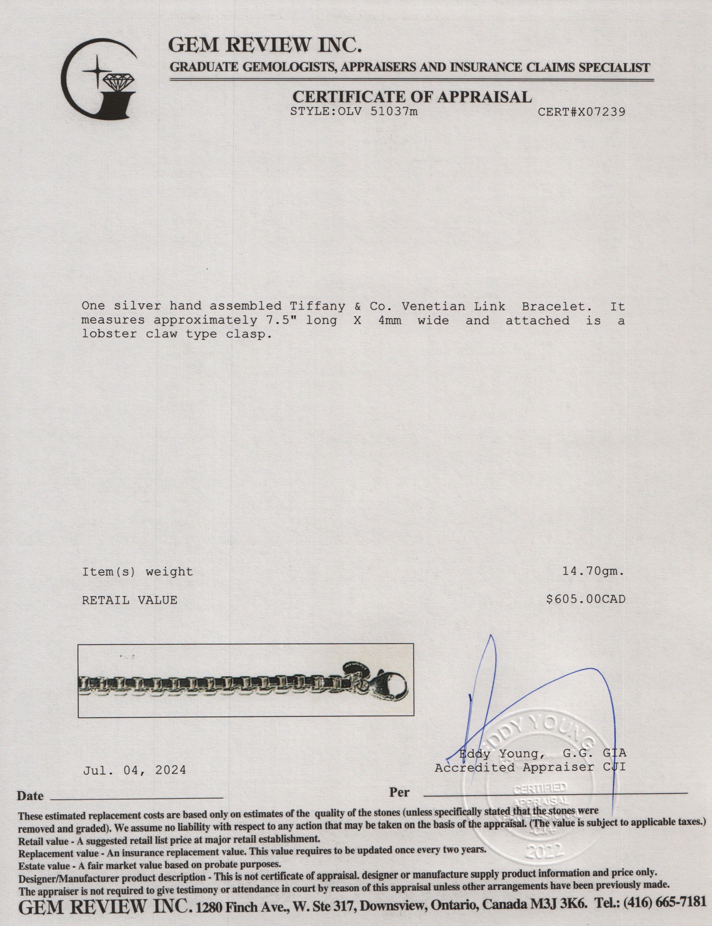 Tiffany & Co. Sterling Silver Venetian Link Bracelet