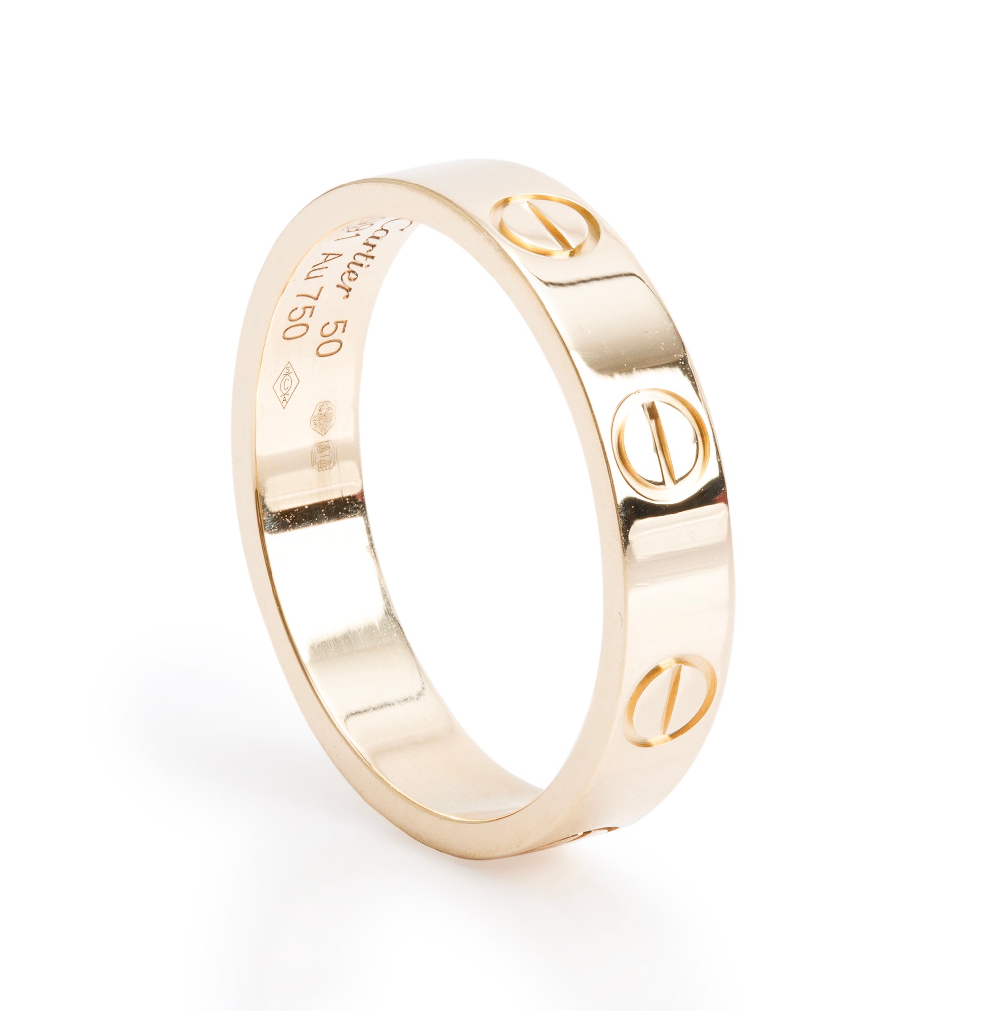 Cartier 18k Yellow Gold 3.6 mm Love Wedding Band Ring, Size 50 5.25 w/ Box