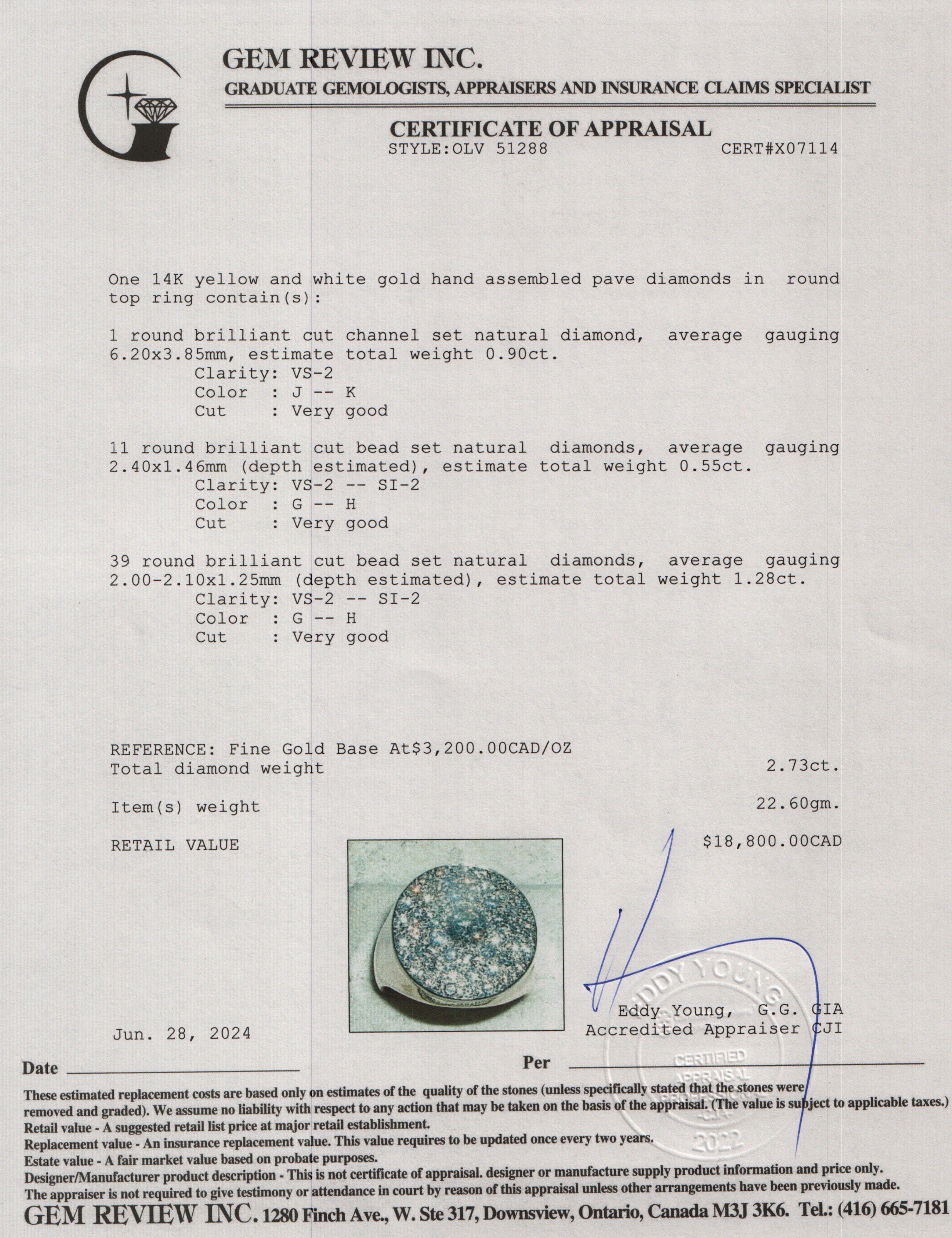 Gents 14k Yellow & White Gold 2.73 tcw. Pave Diamond Ring, Size 10.25