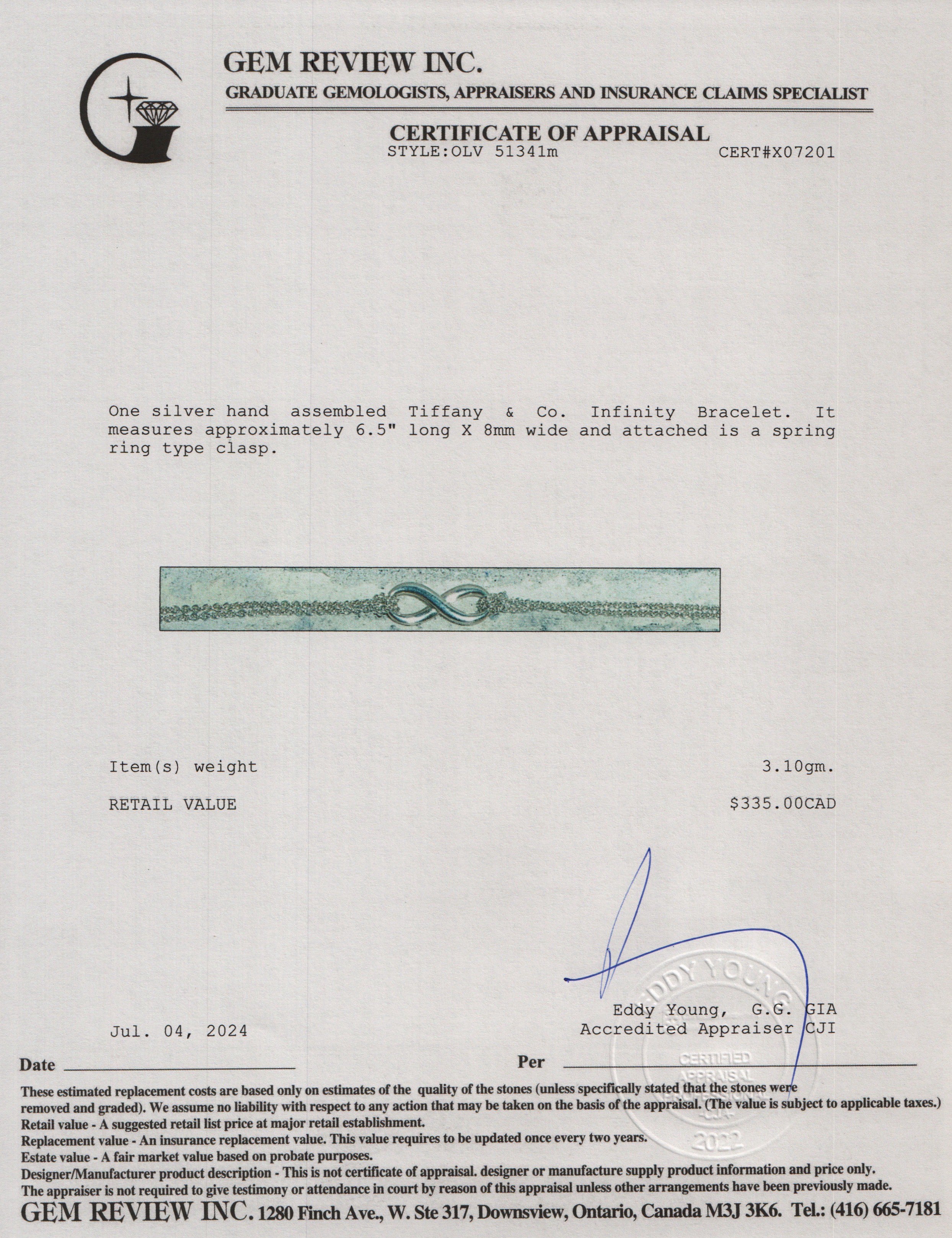 Tiffany & Co. Sterling Silver Infinity Bracelet