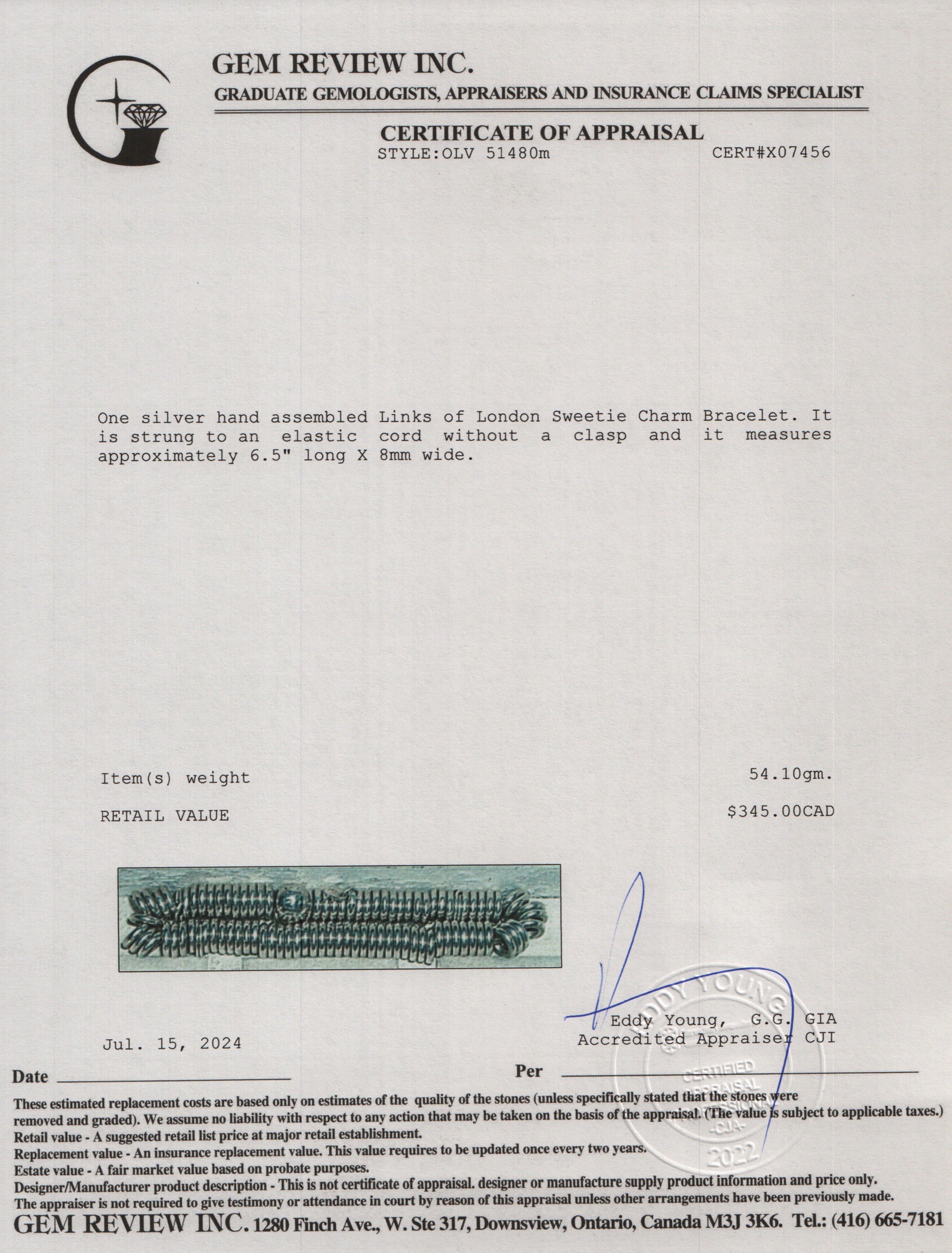 Links of London Sterling Silver Sweetie Charm Bracelet