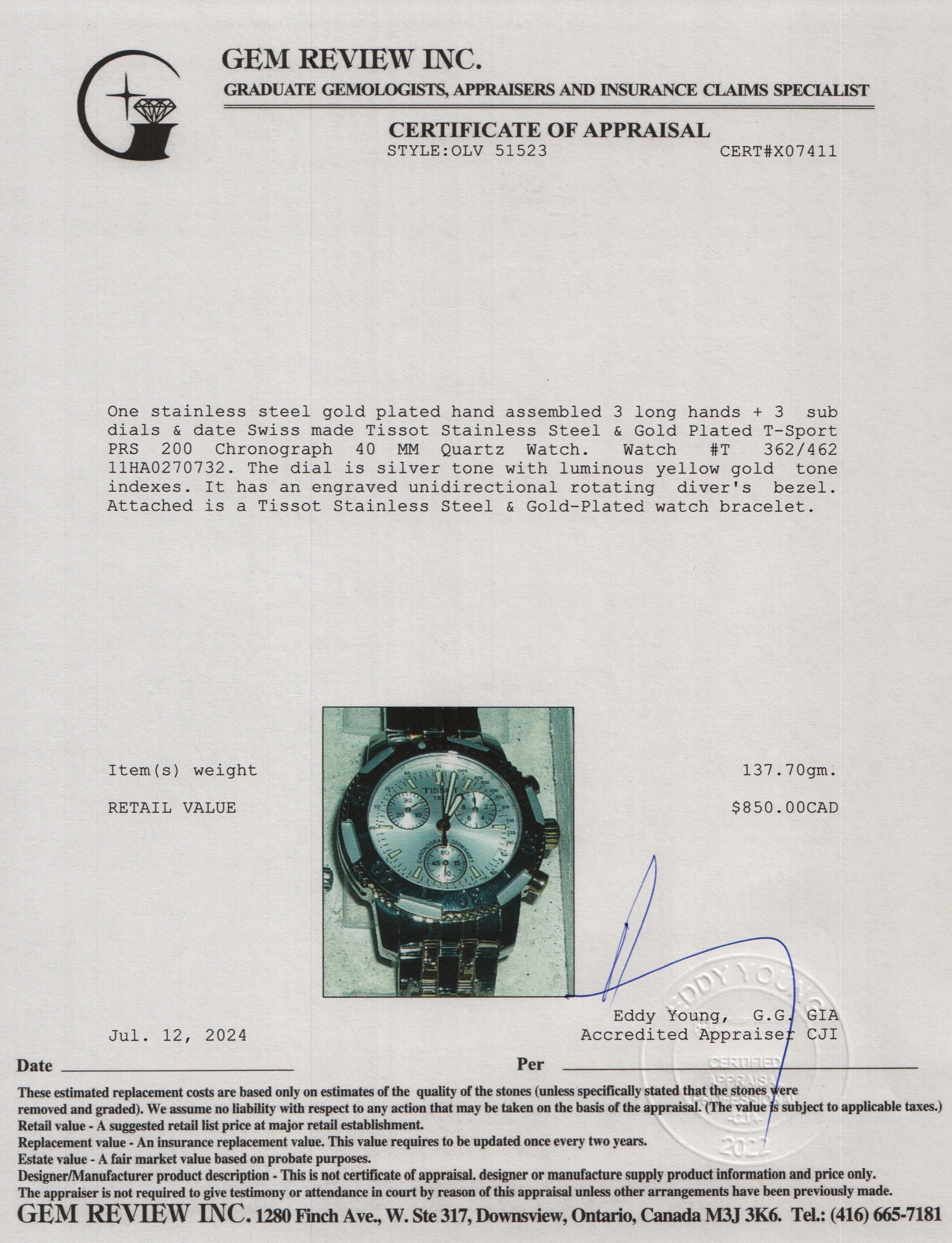 Tissot Stainless Steel & Gold Plated T-Sport PRS 200 Chronograph 40 MM Quartz Watch