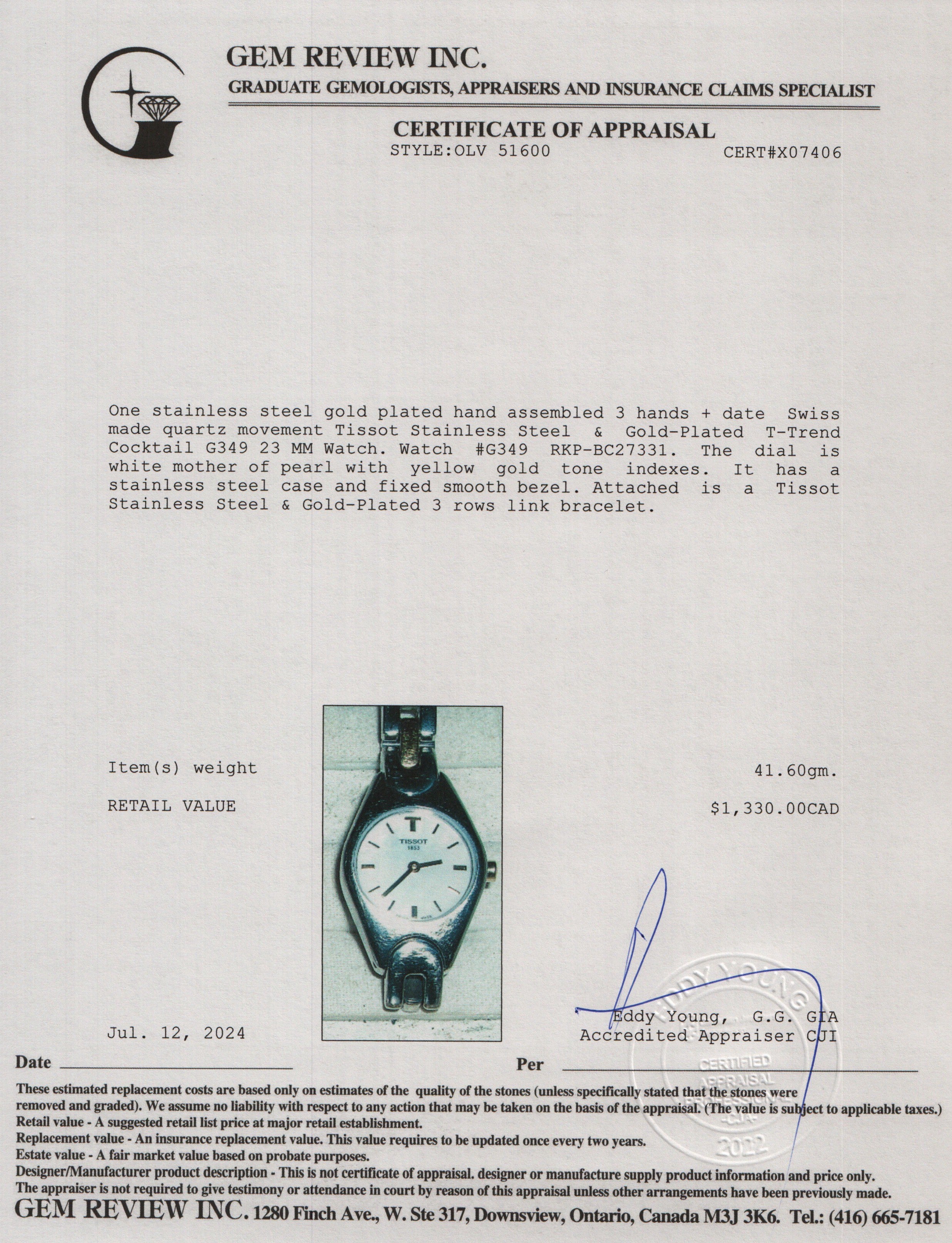 Tissot Stainless Steel & Gold-Plated T-Trend Cocktail G349 23 MM Watch