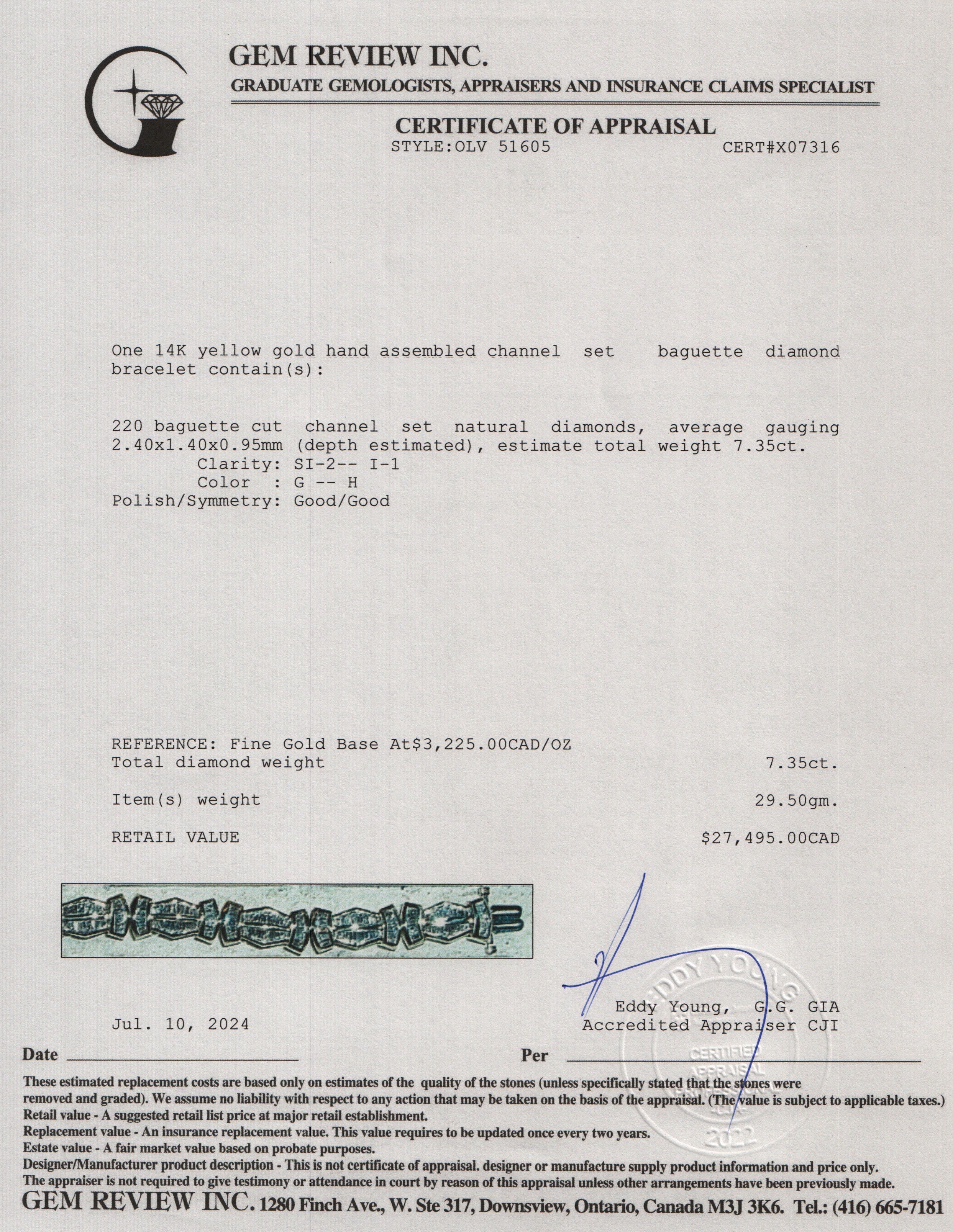 14k Yellow Gold 7.35 tcw. Diamond Bracelet