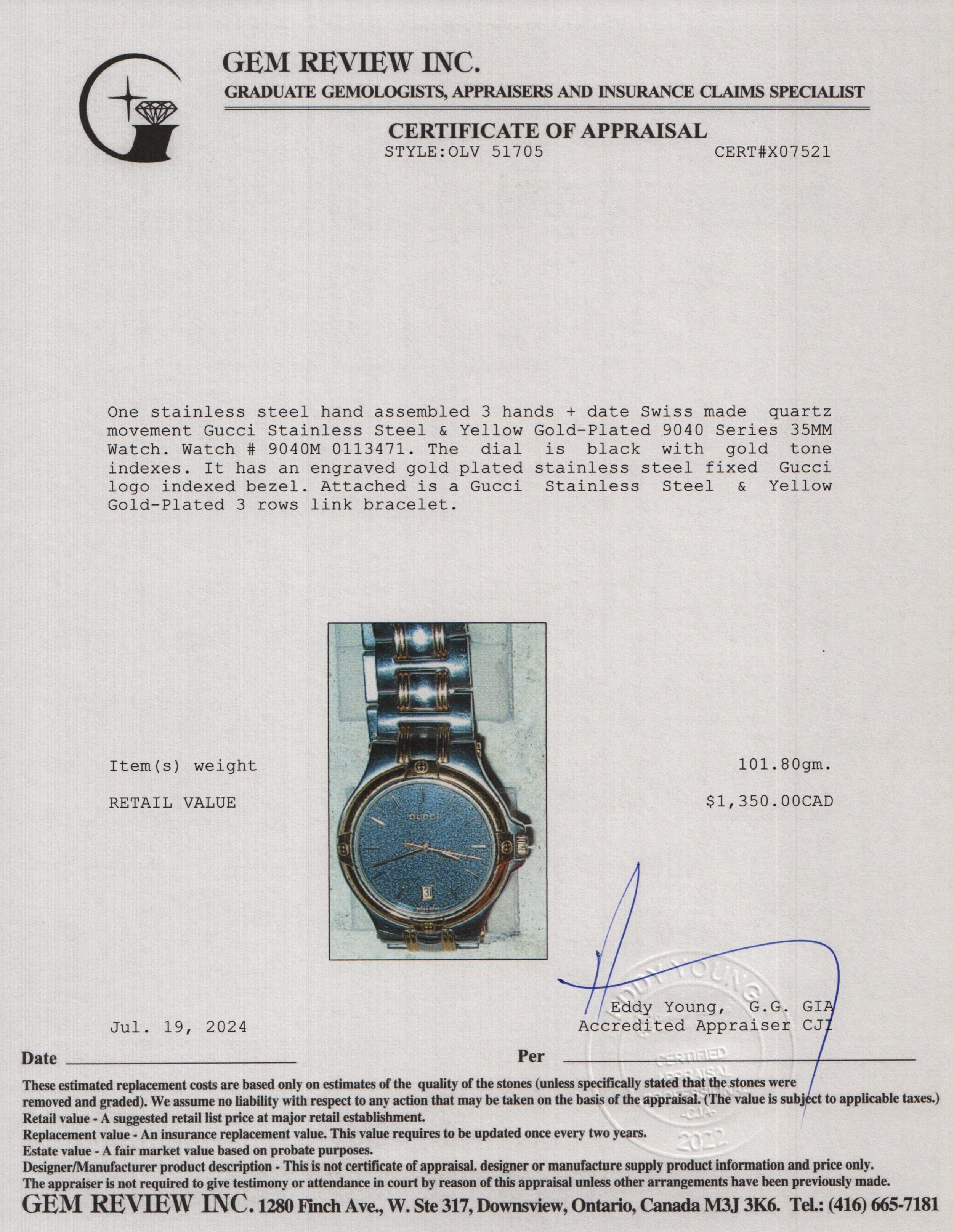 Gucci Stainless Steel & Yellow Gold-Plated 9040 Series 35MM Watch