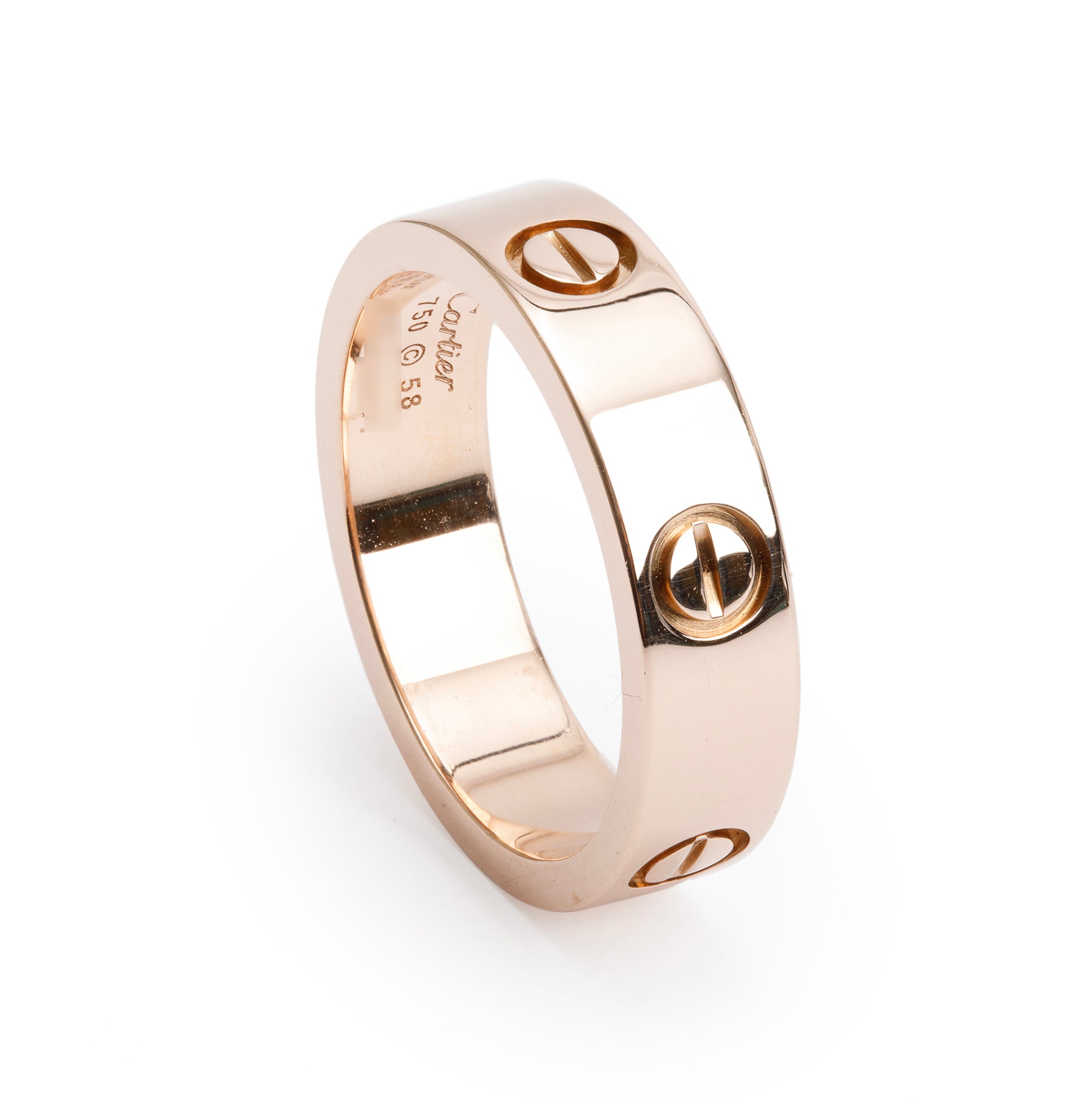 Cartier 18k Rose Gold 5.5 MM Love Ring, Size 58 8.75