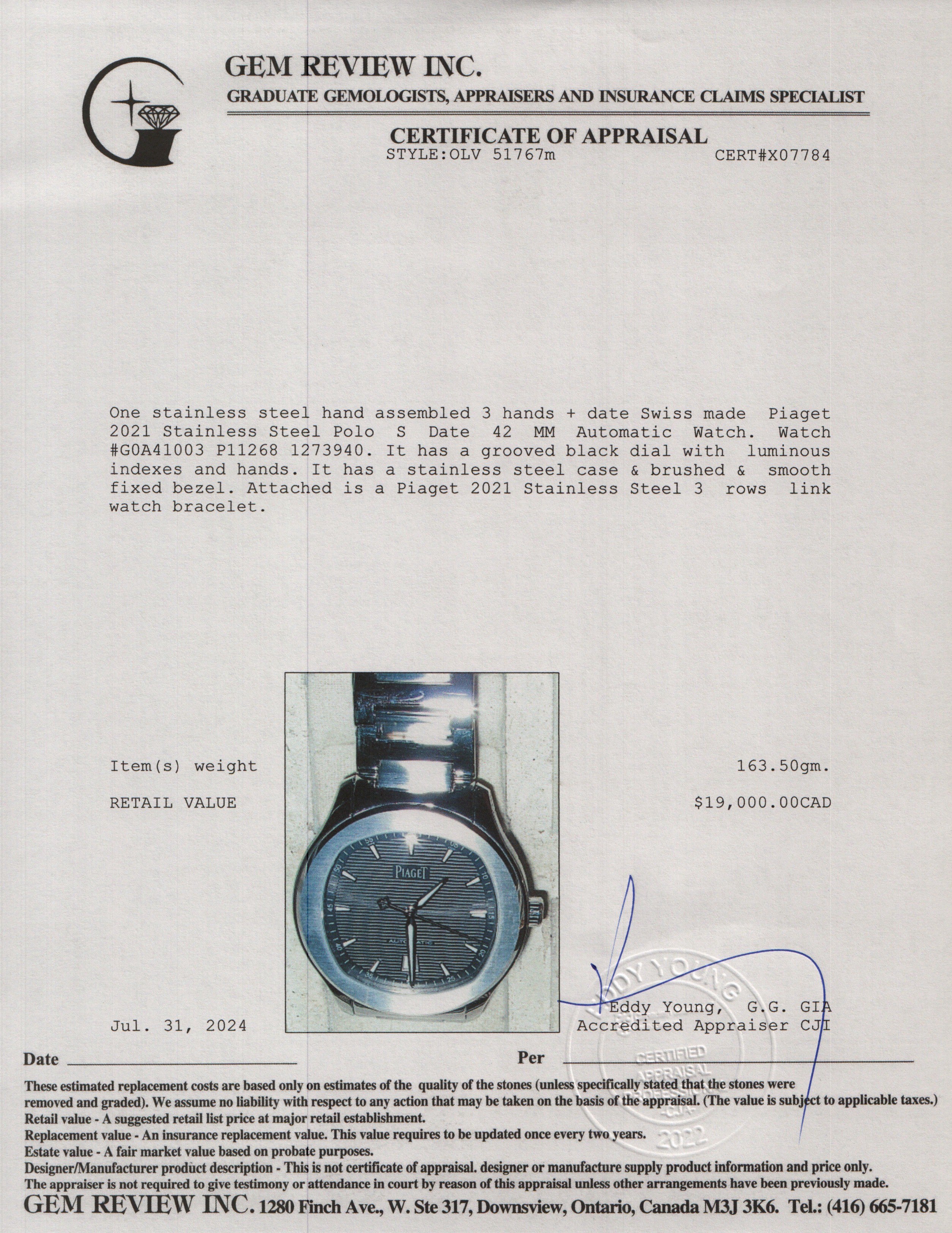 Piaget 2021 Stainless Steel Polo S Date 42 MM Automatic Watch w/ Box & Papers