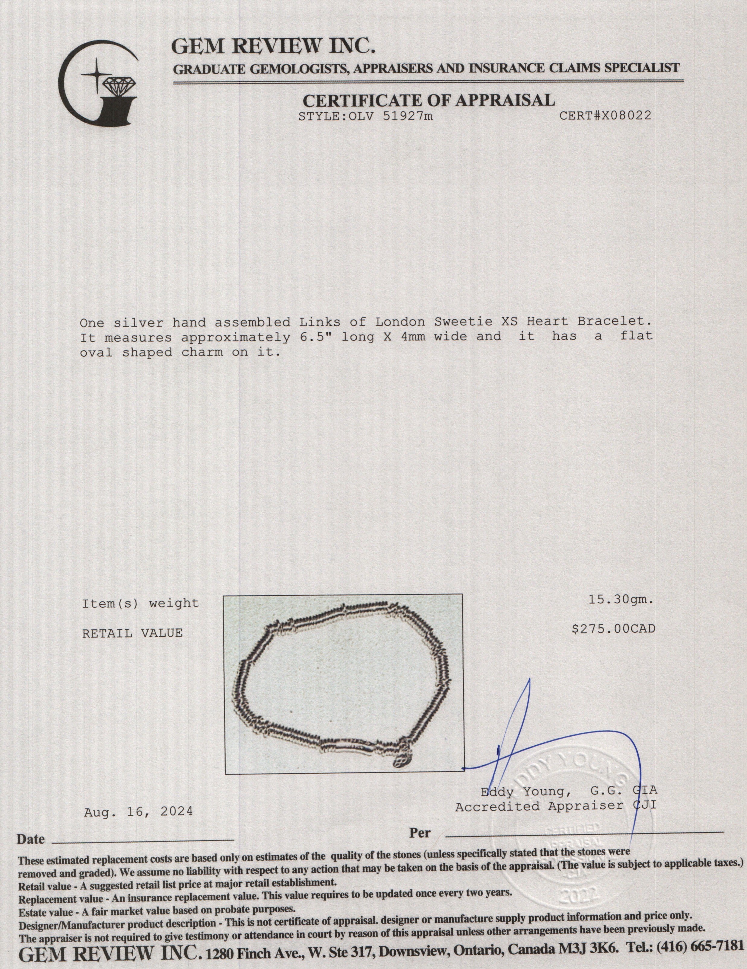 Links of London Sterling Silver Sweetie XS Heart Bracelet