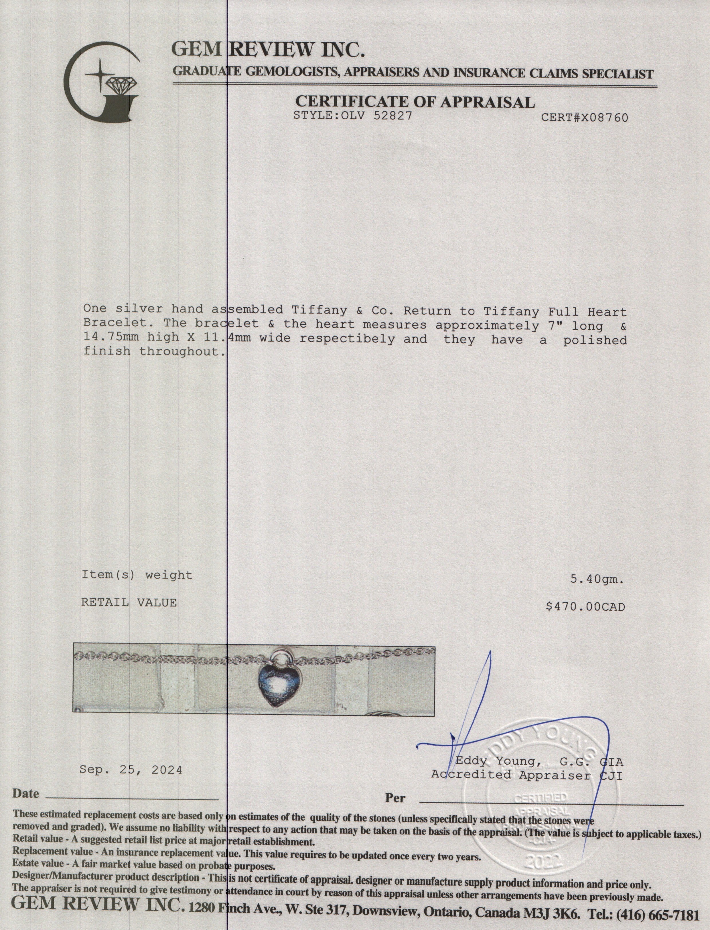 Tiffany & Co. Sterling Silver Return to Tiffany Full Heart Bracelet