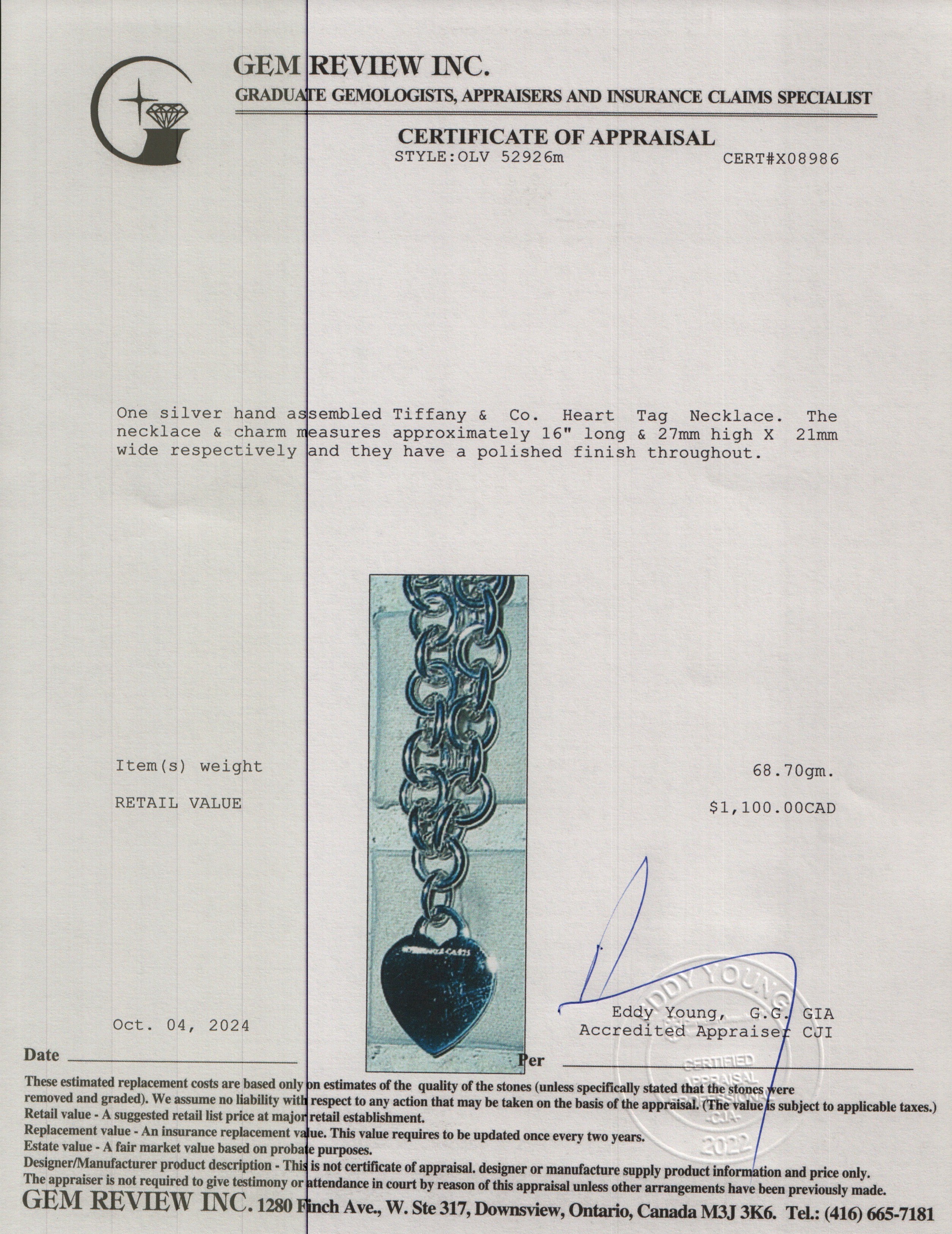 Tiffany & Co. Sterling Silver Heart Tag Necklace