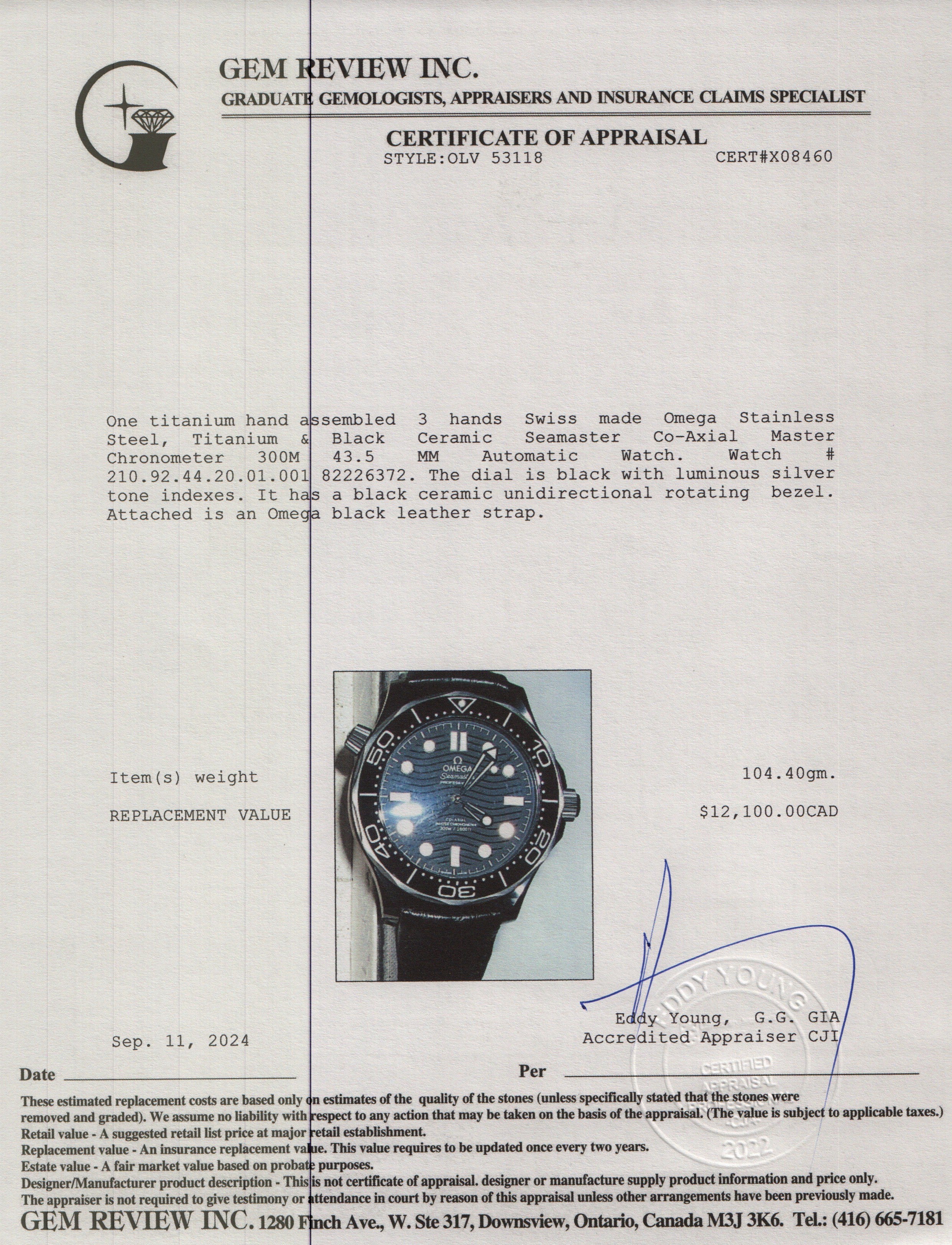 Omega Stainless Steel, Titanium & Black Ceramic Seamaster Co-Axial Master Chronometer 300M 43.5 MM Automatic Watch w/ Box