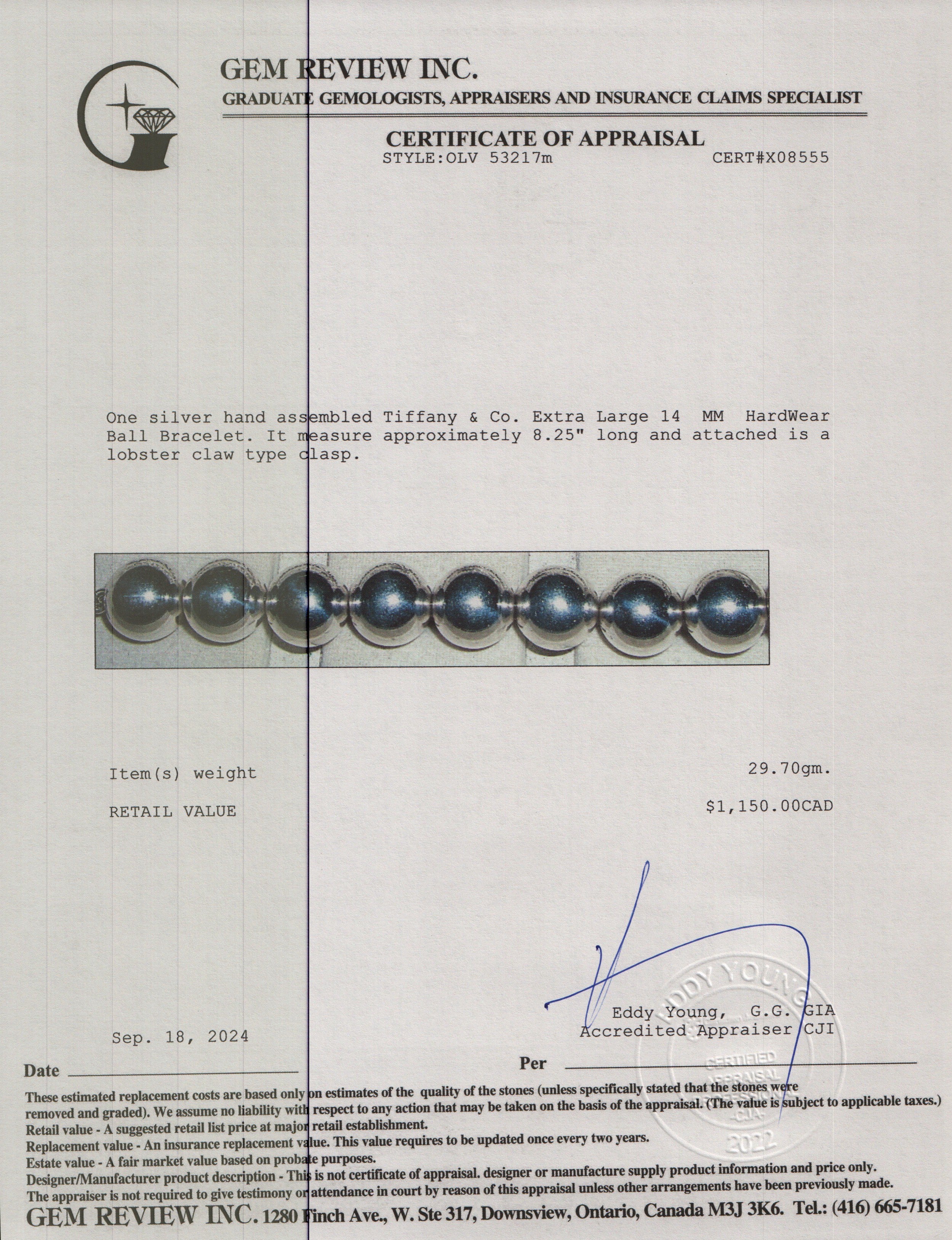 Tiffany & Co. Sterling Silver Extra Large 14 MM HardWear Ball Bracelet