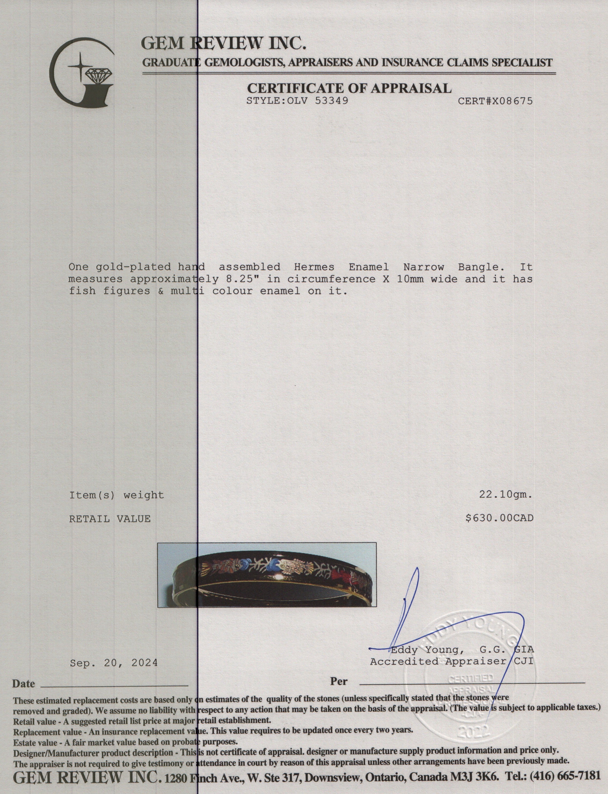 Hermes Gold-Plated Enamel Narrow Bangle