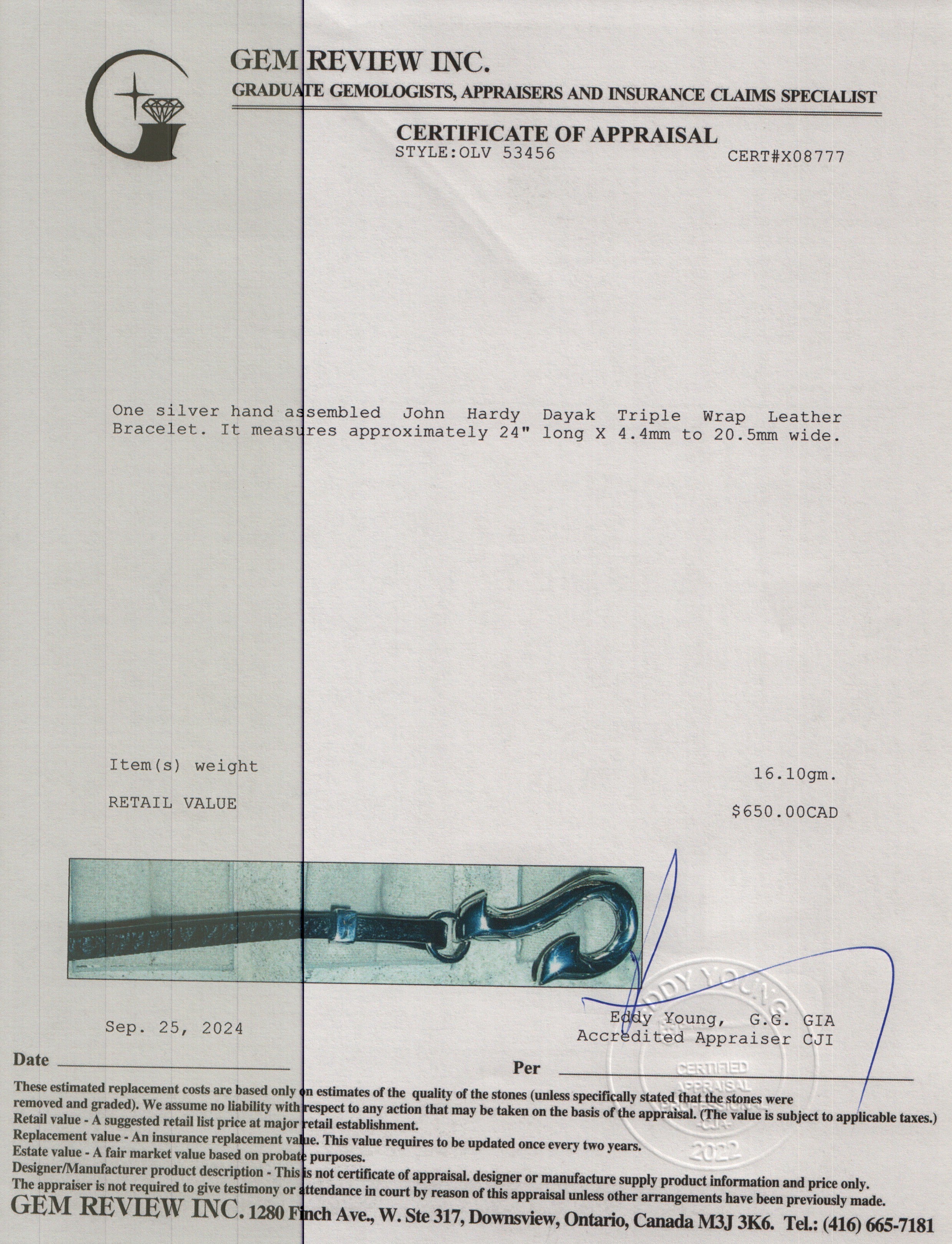 John Hardy Sterling Silver Dayak Triple Wrap Leather Bracelet