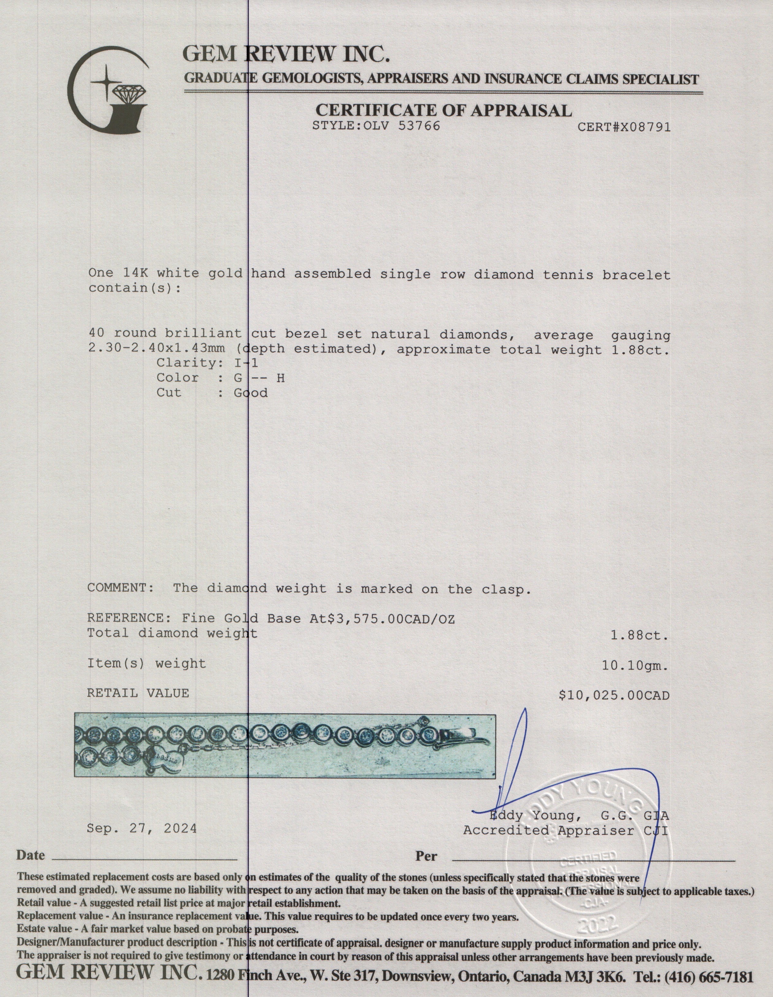 14k White Gold 1.88 tcw. Diamond Tennis Bracelet