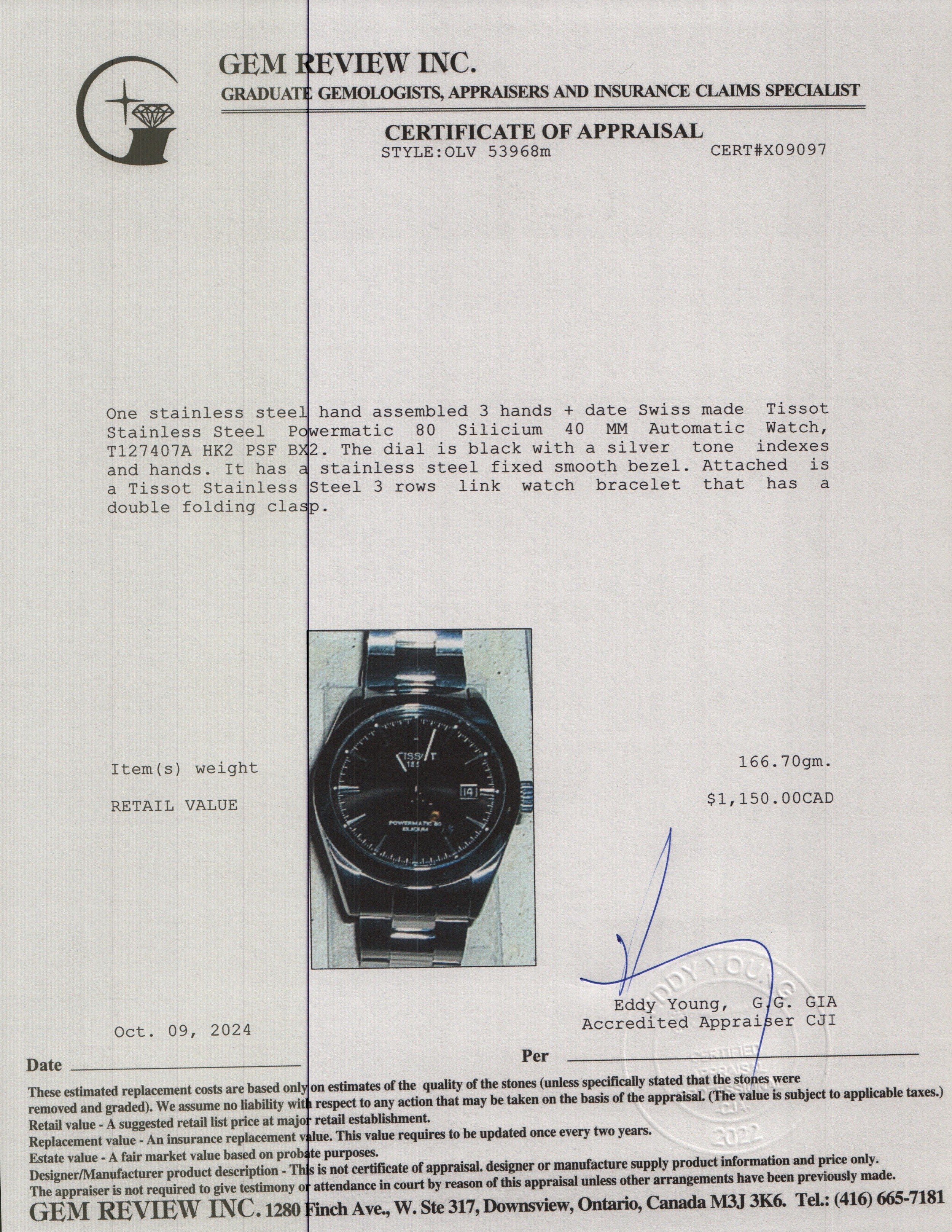 Tissot Stainless Steel Powermatic 80 Silicium 40 MM Automatic Watch