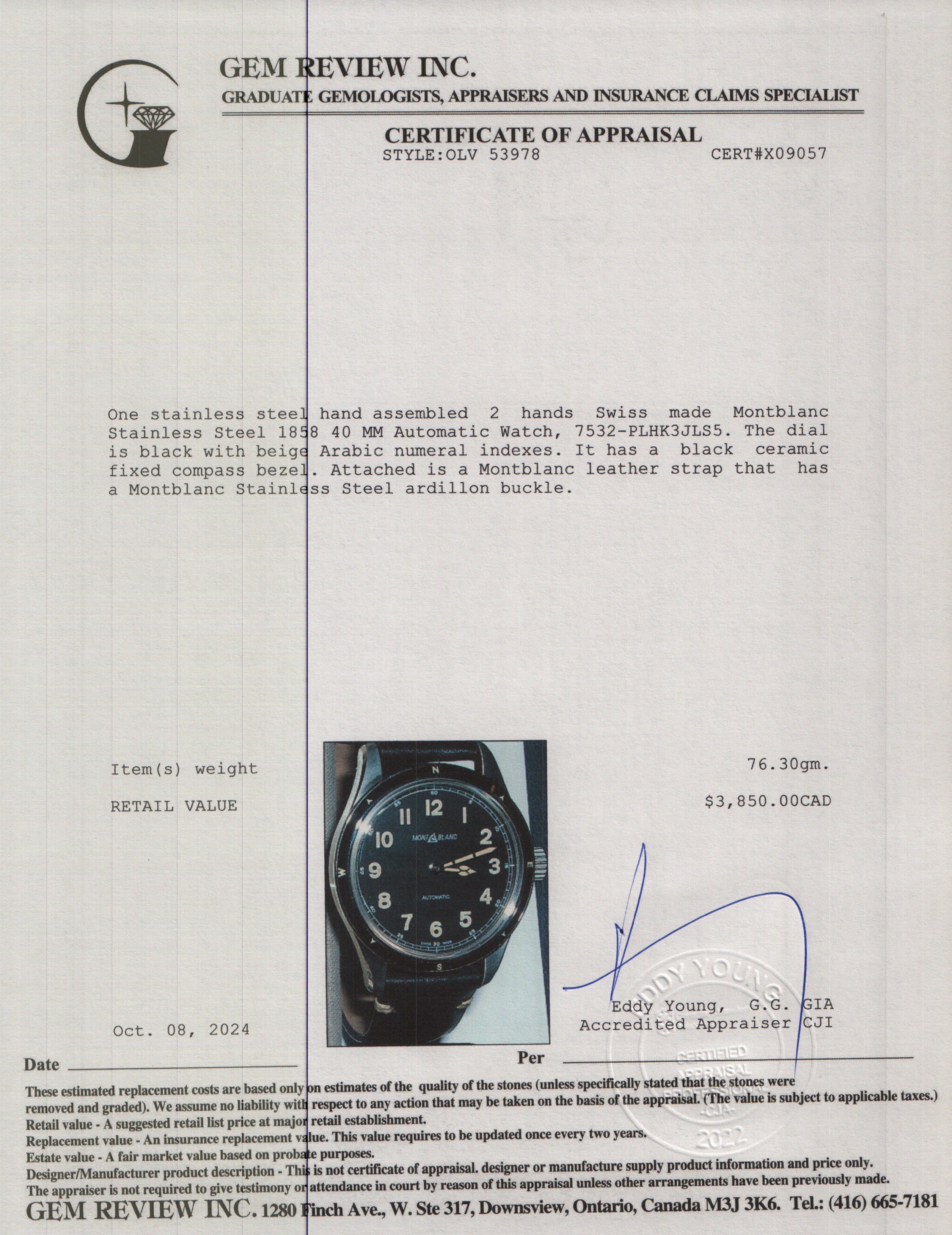 Montblanc Stainless Steel 1858 40 MM Automatic Watch w/ Box & Papers